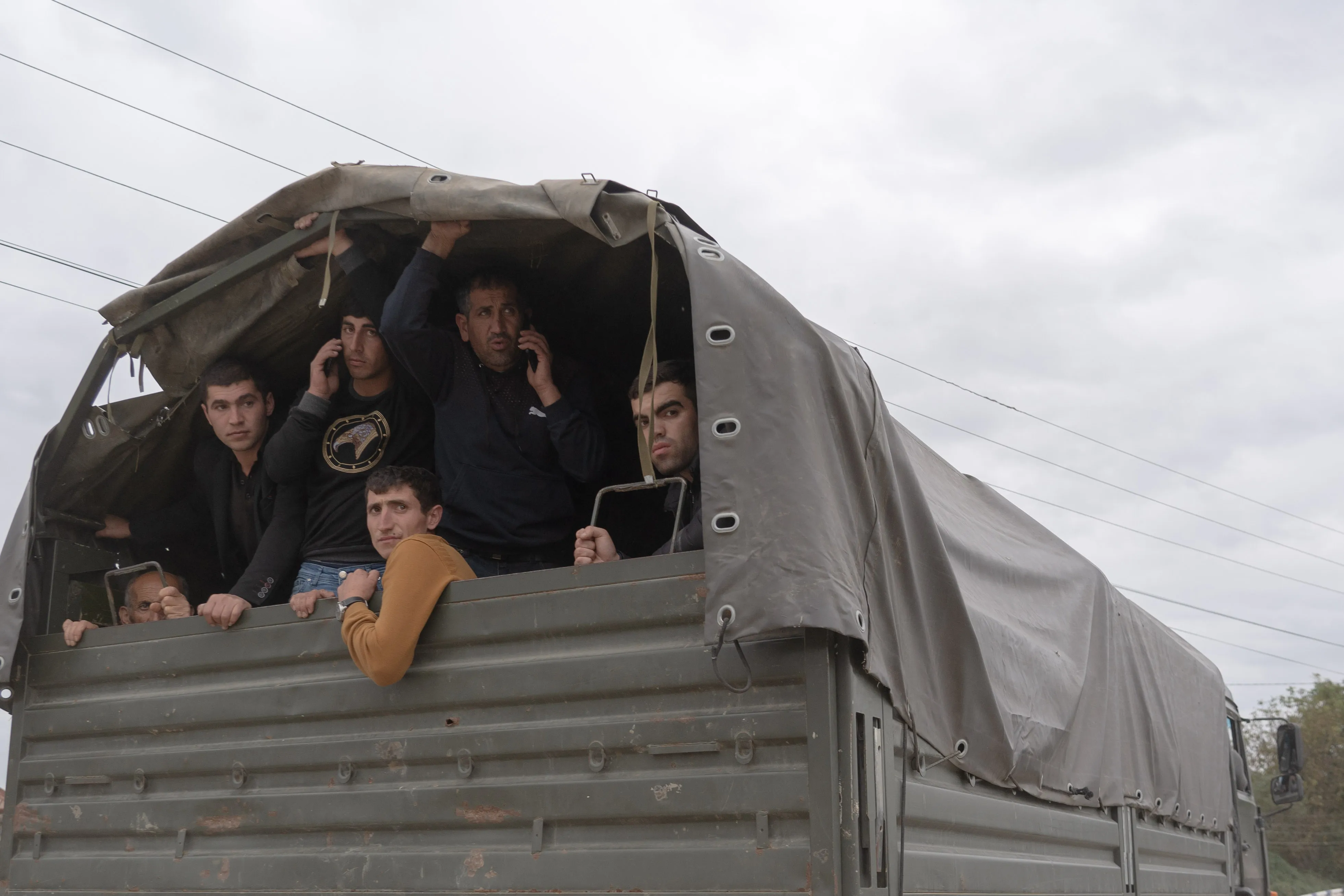 Armenians from Nagorno-Karabakh are evacuated on September 26, 2023 in Kornidzor, Armenia after the defeat of Armenian separatist forces against Azerbaijan,