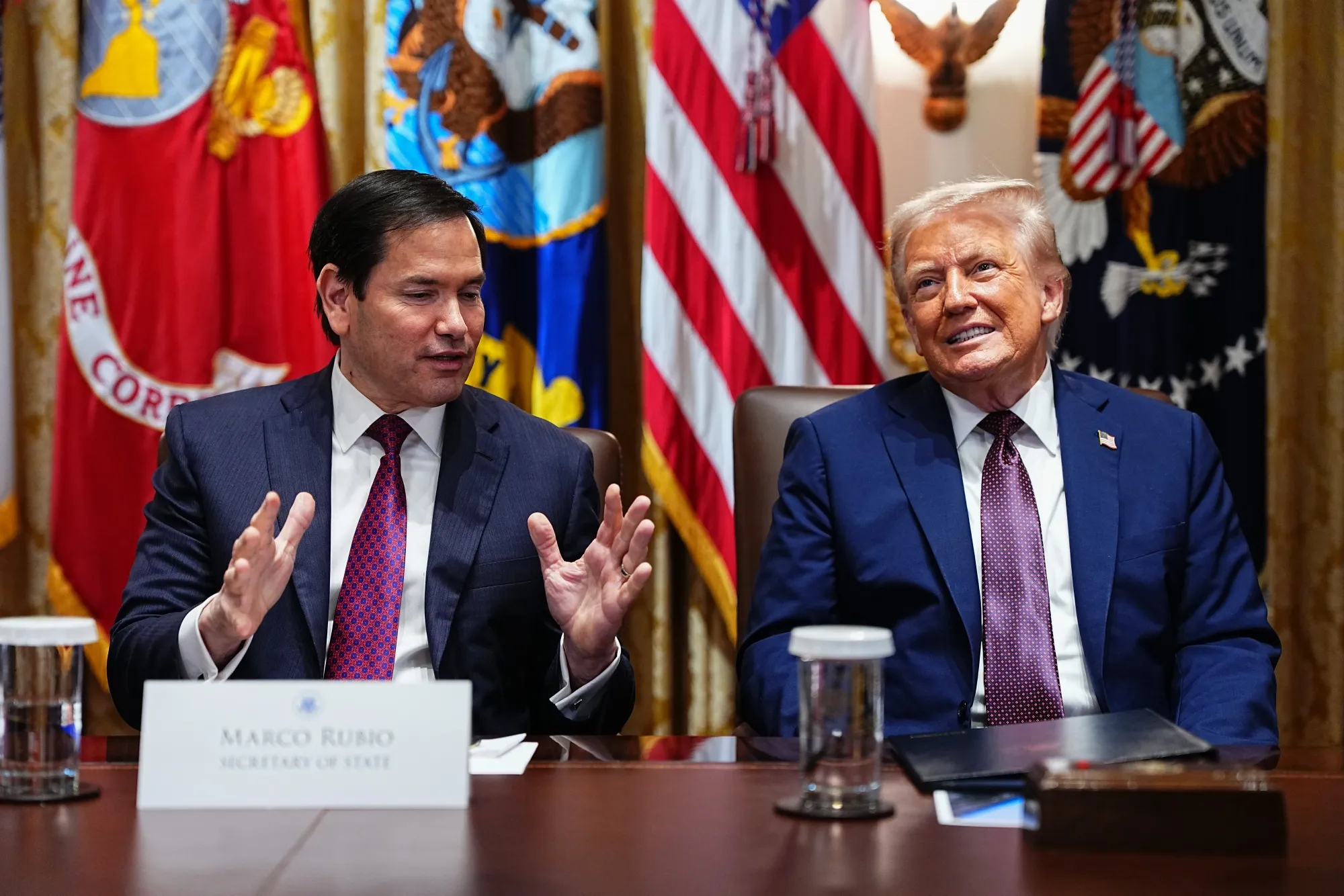 Marco Rubio and Donald Trump during a cabinet meeting in August.