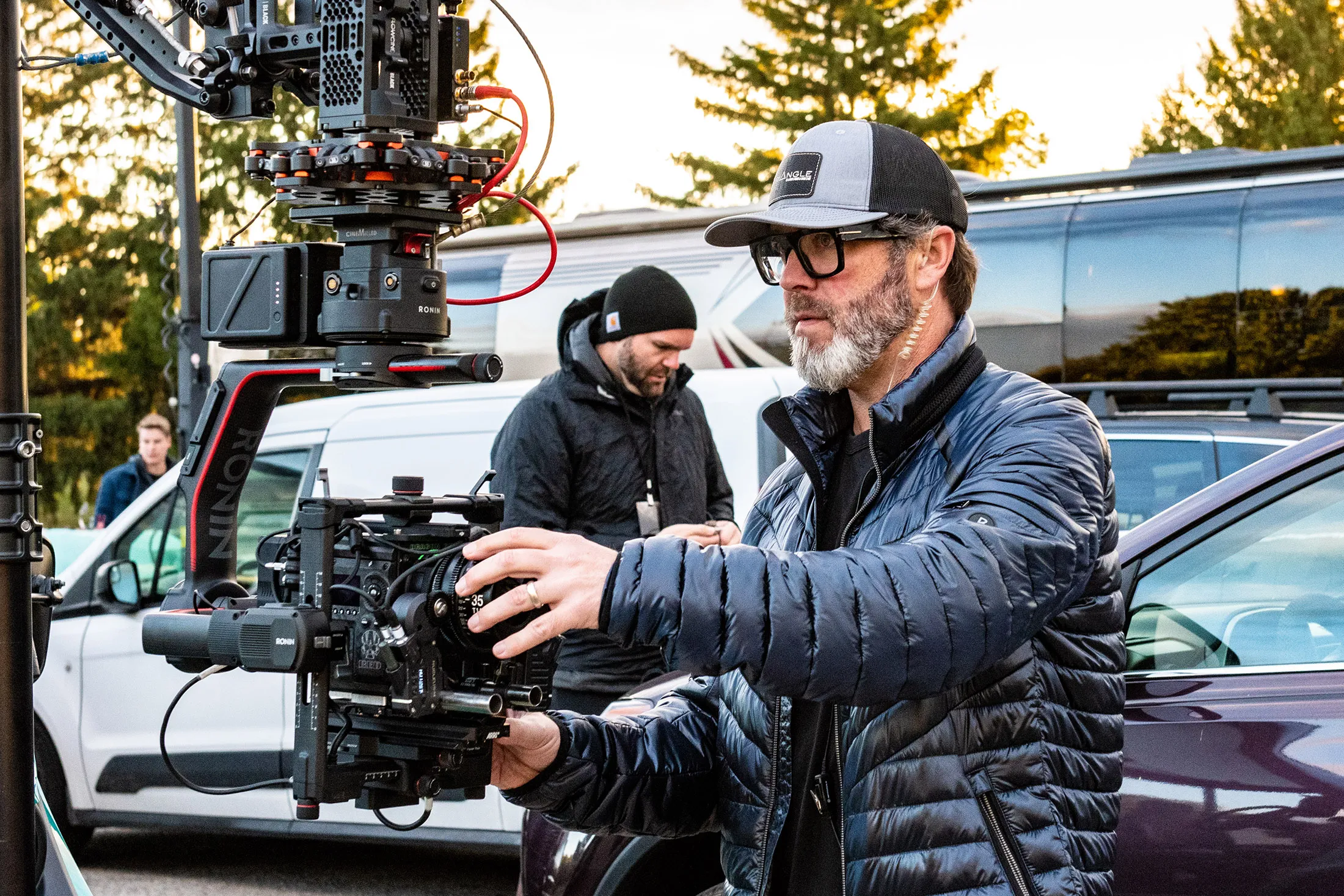Allen Farst filming his new movie “Triangle Park.”