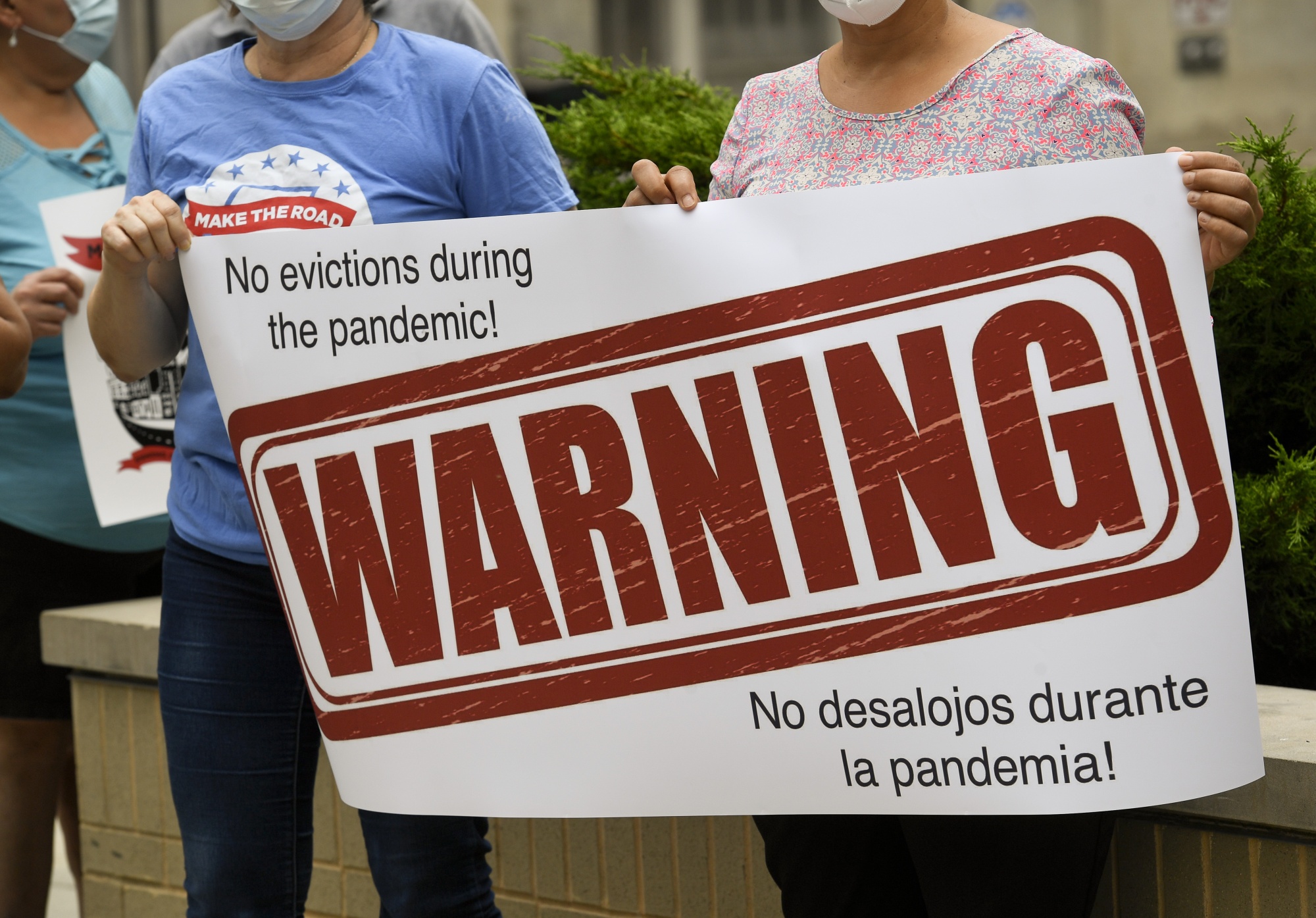 Anti-eviction protesters rally in Reading, Pennsylvania, on September 1. The CDC instituted a nationwide moratorium on evictions, but tenants need to provide a legal declaration to quality. 