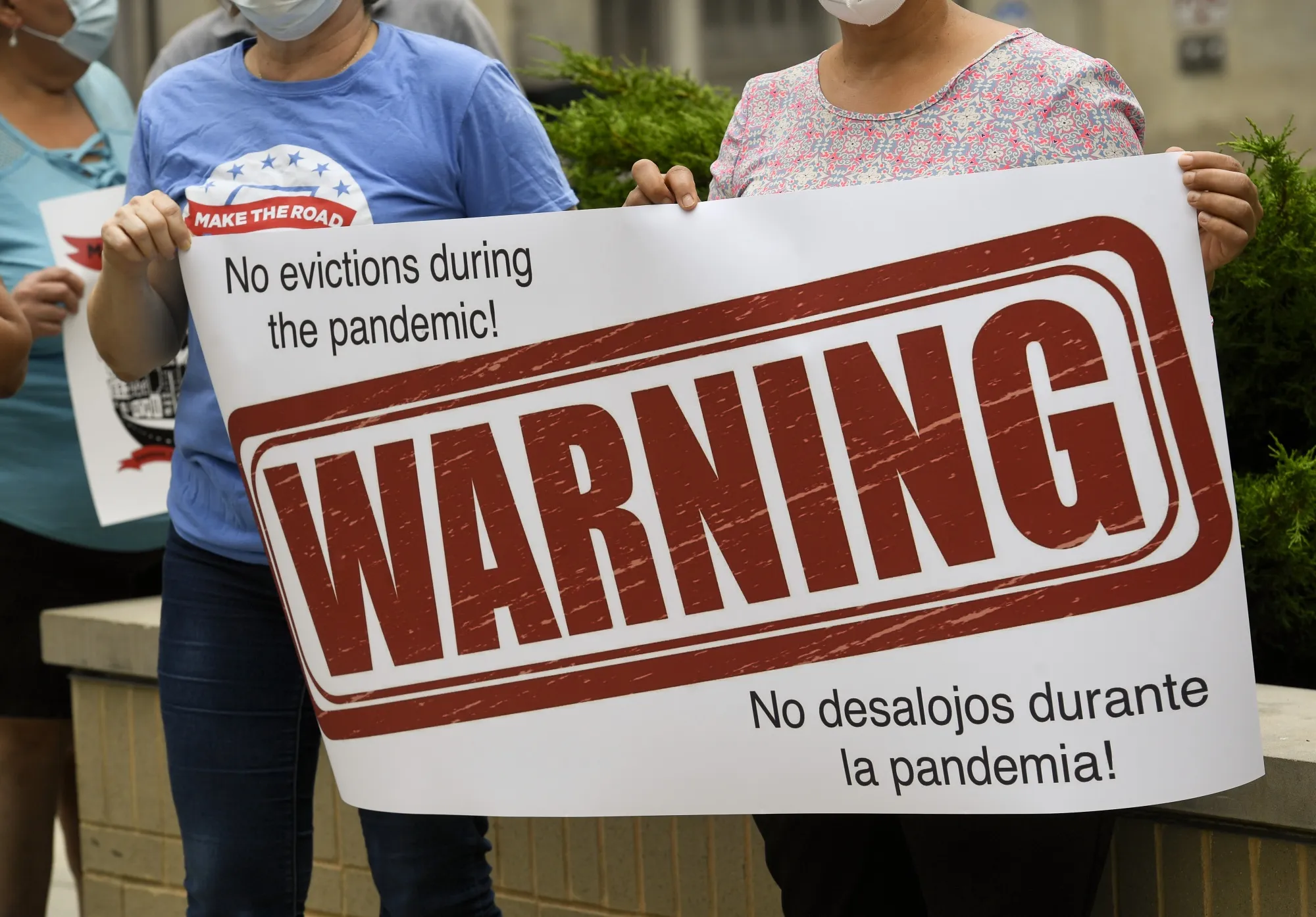 Anti-eviction protesters rally in Reading, Pennsylvania, on September 1. The CDC instituted a nationwide moratorium on evictions, but tenants need to provide a legal declaration to qualify.&nbsp;