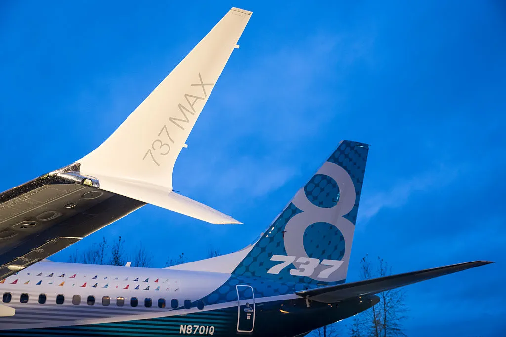 A winglet on the first Boeing 737 MAX airliner is pictured at the company's manufacturing plant, on December 8, 2015, in Renton, Washington.