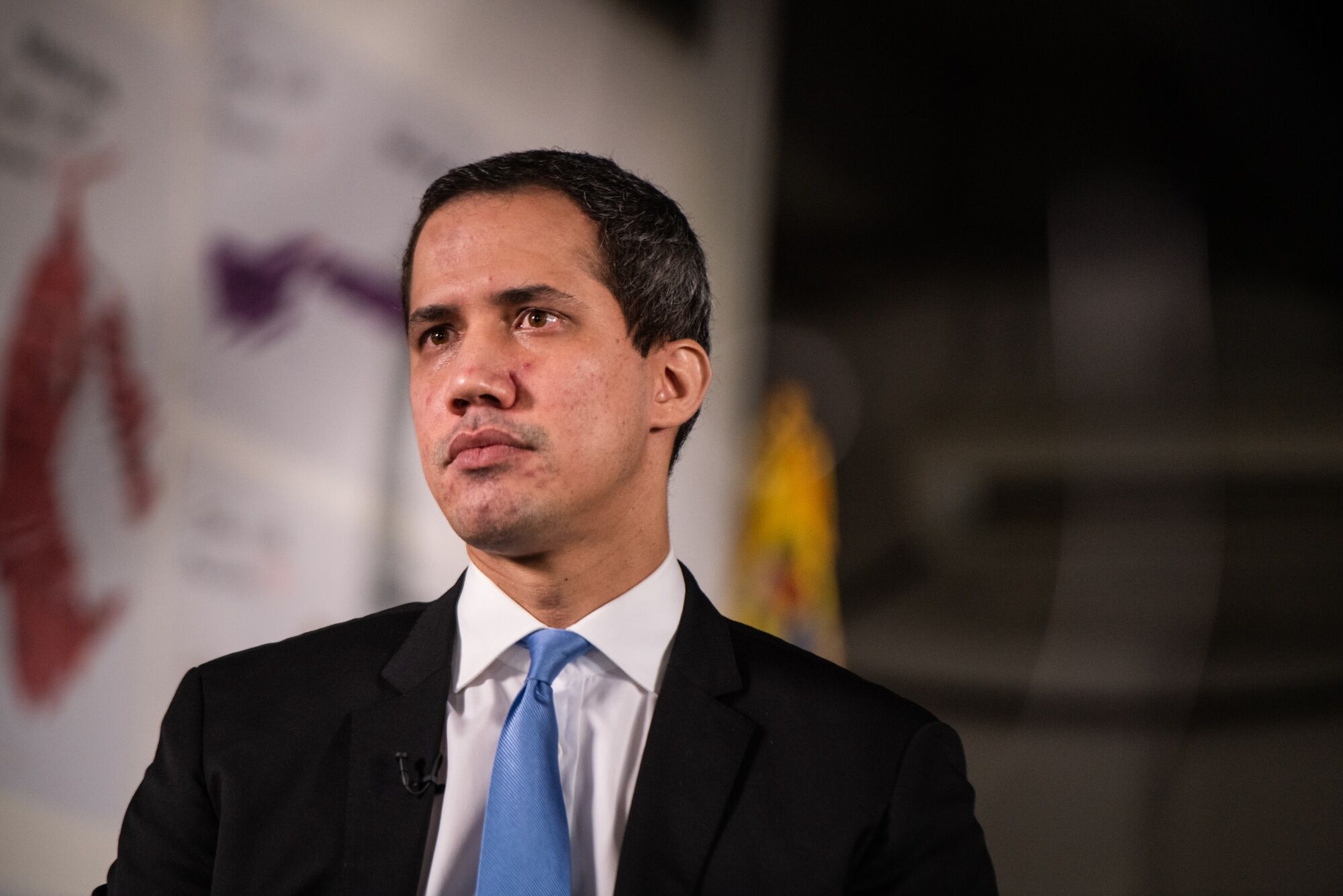 Juan Guaido pictured during a Bloomberg Television interview in Caracas, Venezuela, on Tuesday, June 8, 2021. 