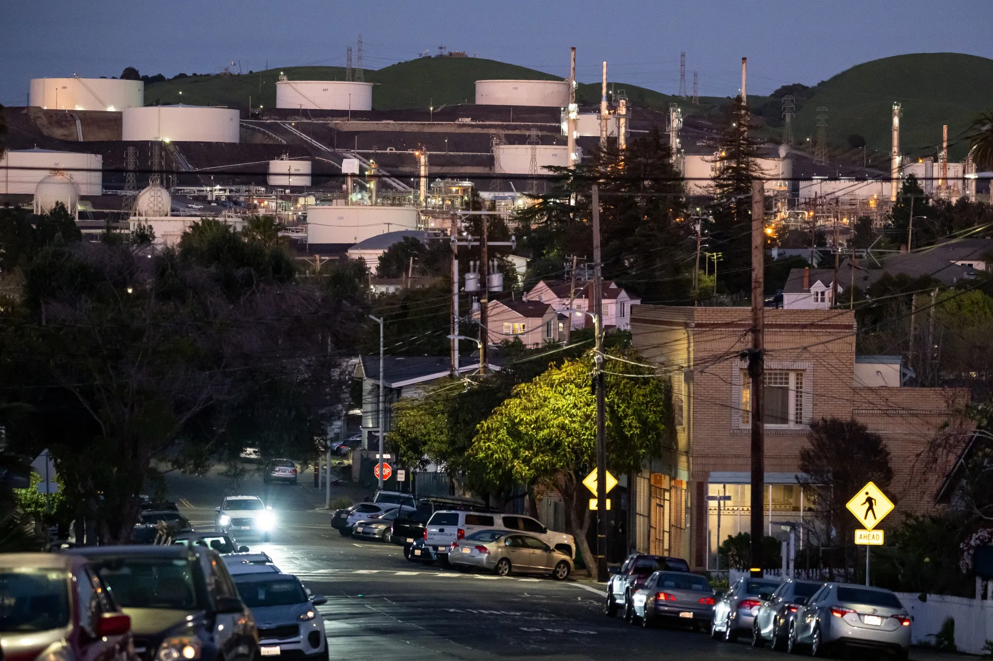 Fuel storage containers at an energy complex in Rodeo, California.