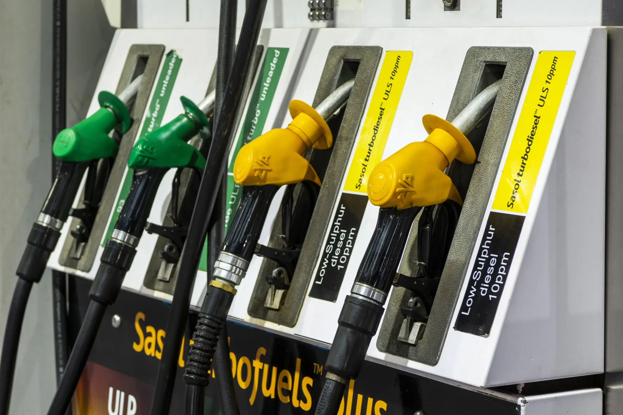 Gas pumps at a fuel station in Pretoria, South Africa.