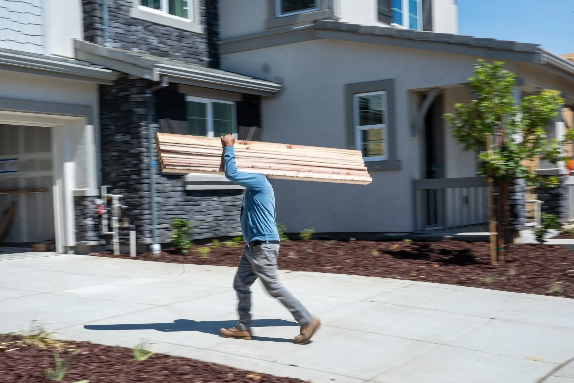 New homes under construction in Vacaville, California.
