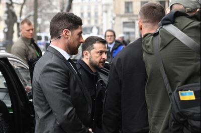 Volodymyr Zelenskiy arrives at the Munich Security Conference on Feb. 14.