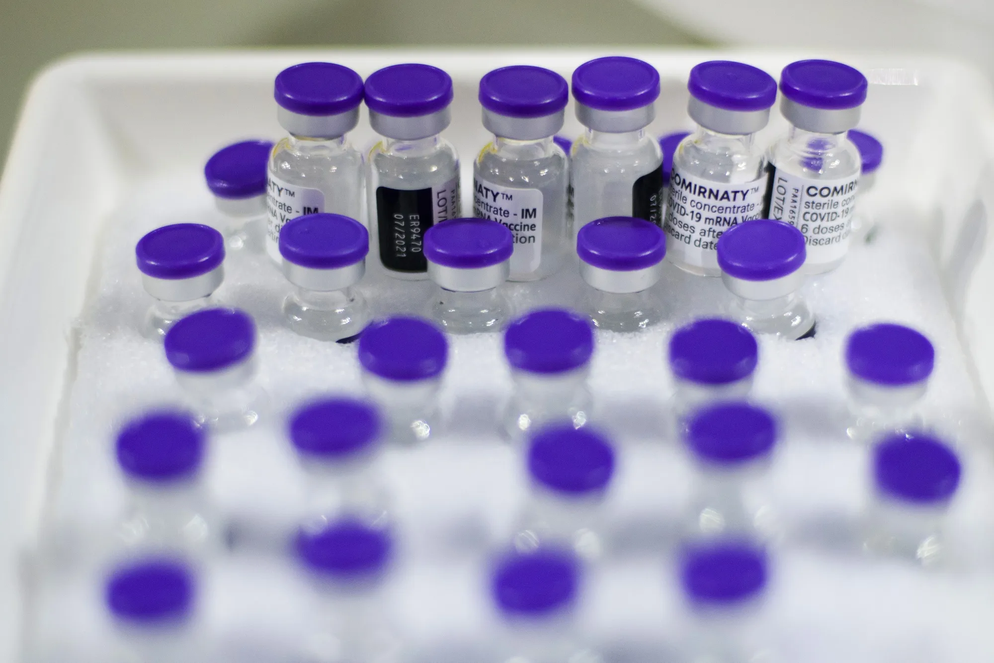 Vials of Covid-19 vaccine, produced by Pfizer Inc. and BioNTech SE.