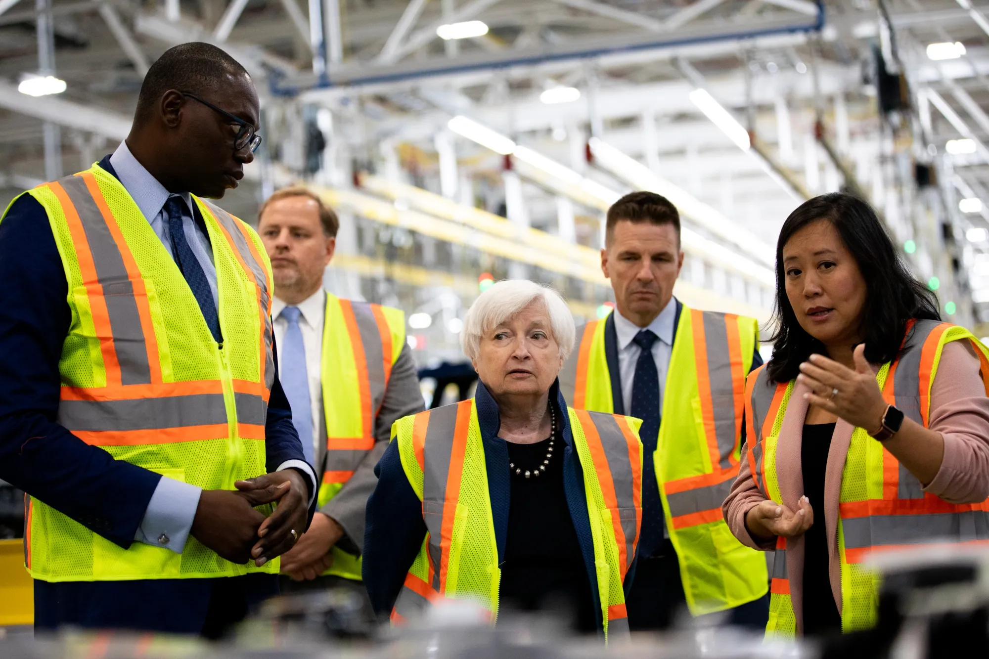 Treasury Secretary Janet Yellen touring&nbsp;the Ford F-150 Lightning production line in Dearborn, Michigan, in September.