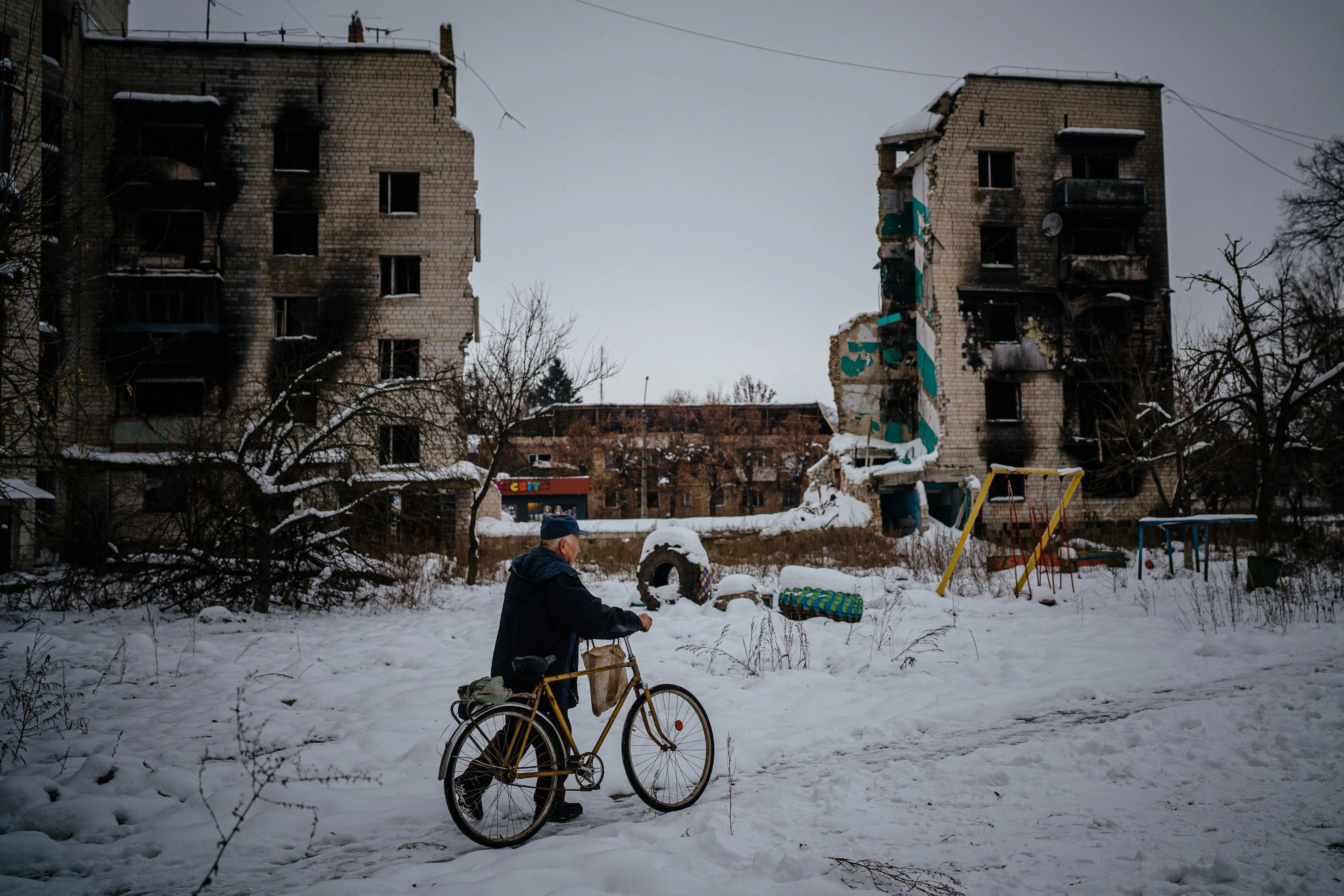 Destroyed residential buildings&nbsp;in Borodyanka, near Kyiv on Dec. 4.
