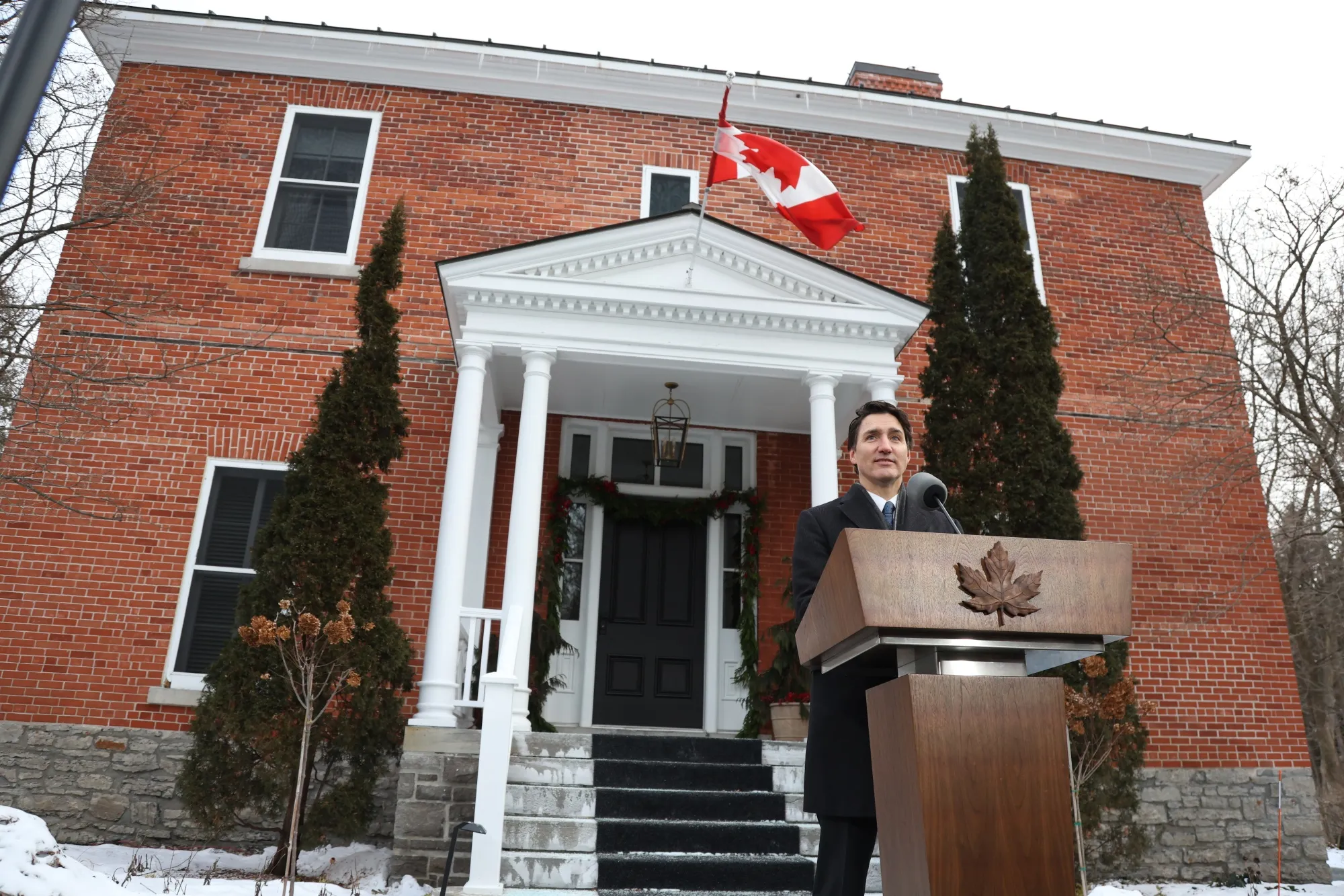 Canadian Prime Minister Justin Trudeau speaks at a news conference in Ottawa on Jan. 6.