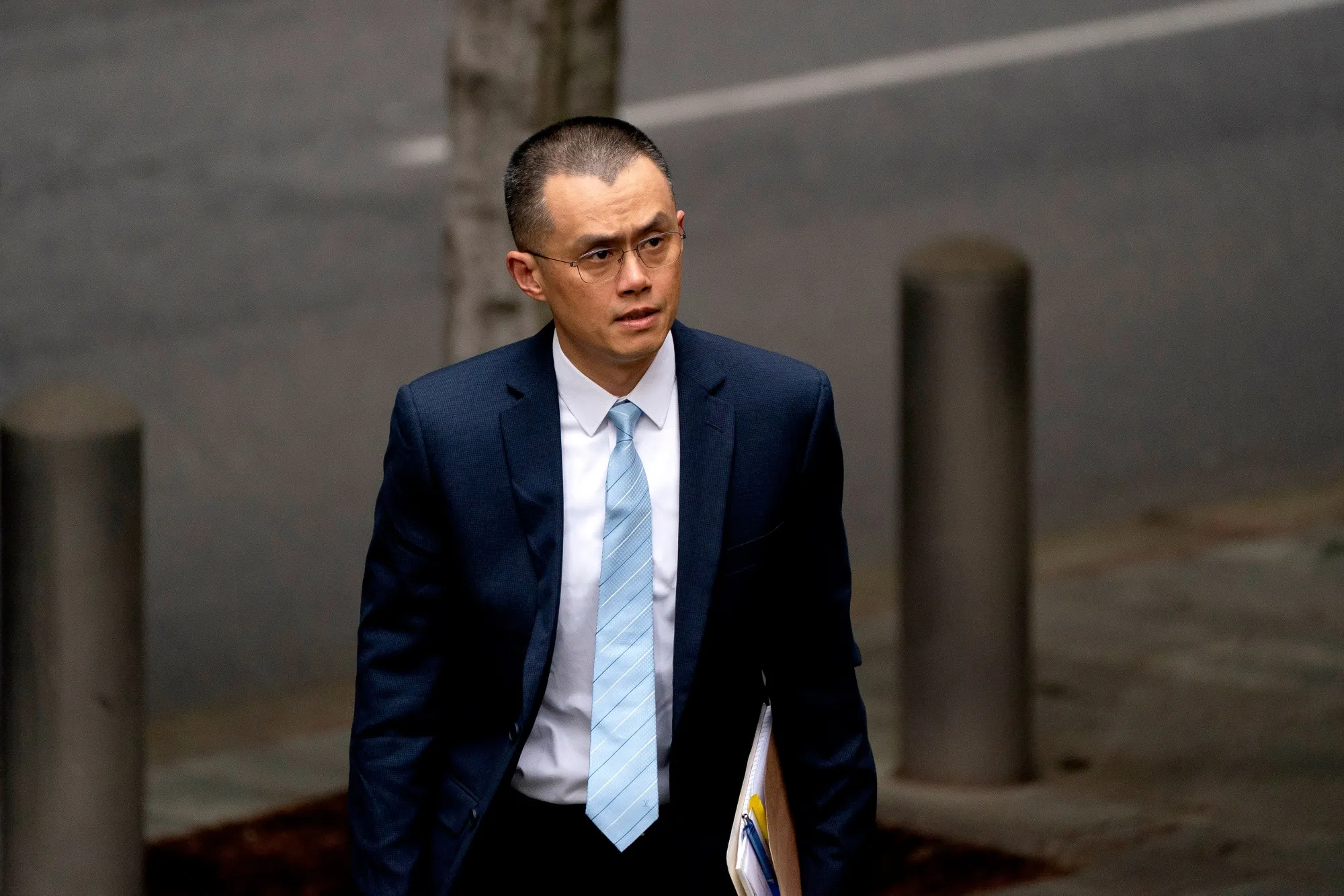Binance CEO Changpeng Zhao arrives at federal court in Seattle on April 30.