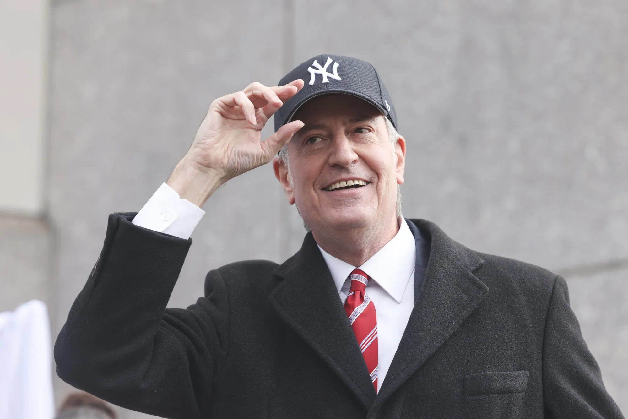 Bill de Blasio, mayor of New York, speaks during a 2021 news conference outside a Covid-19 vaccination hub inside Yankee Stadium in New York.&nbsp;