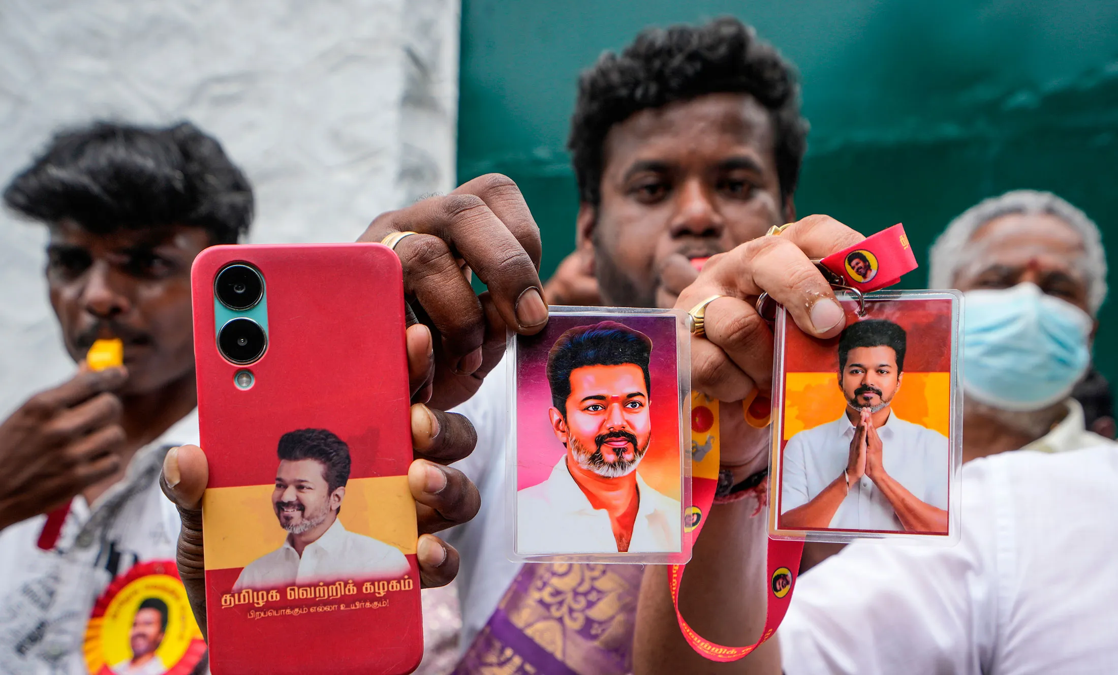 Supporters of actor-turned-politician C. Joseph Vijay, in Chennai, India.