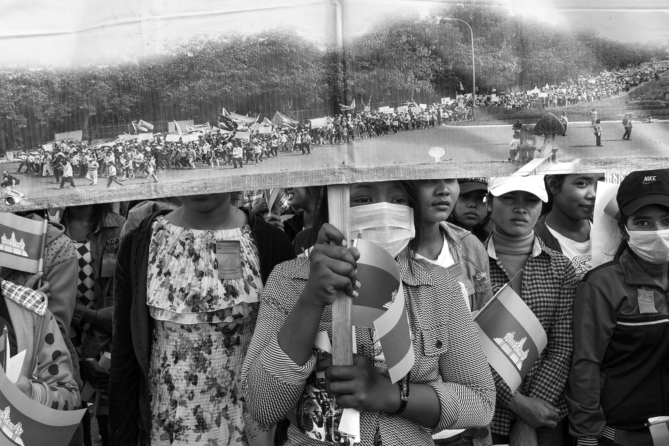 Factory workers observe Human Rights Day in October.
