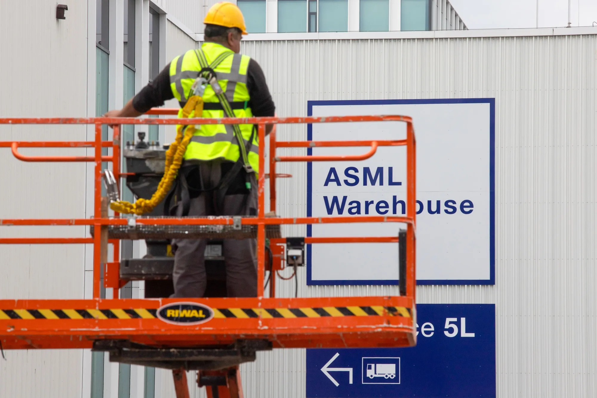 A warehouse at the ASML Holding NV headquarters in Veldhoven, Netherlands.