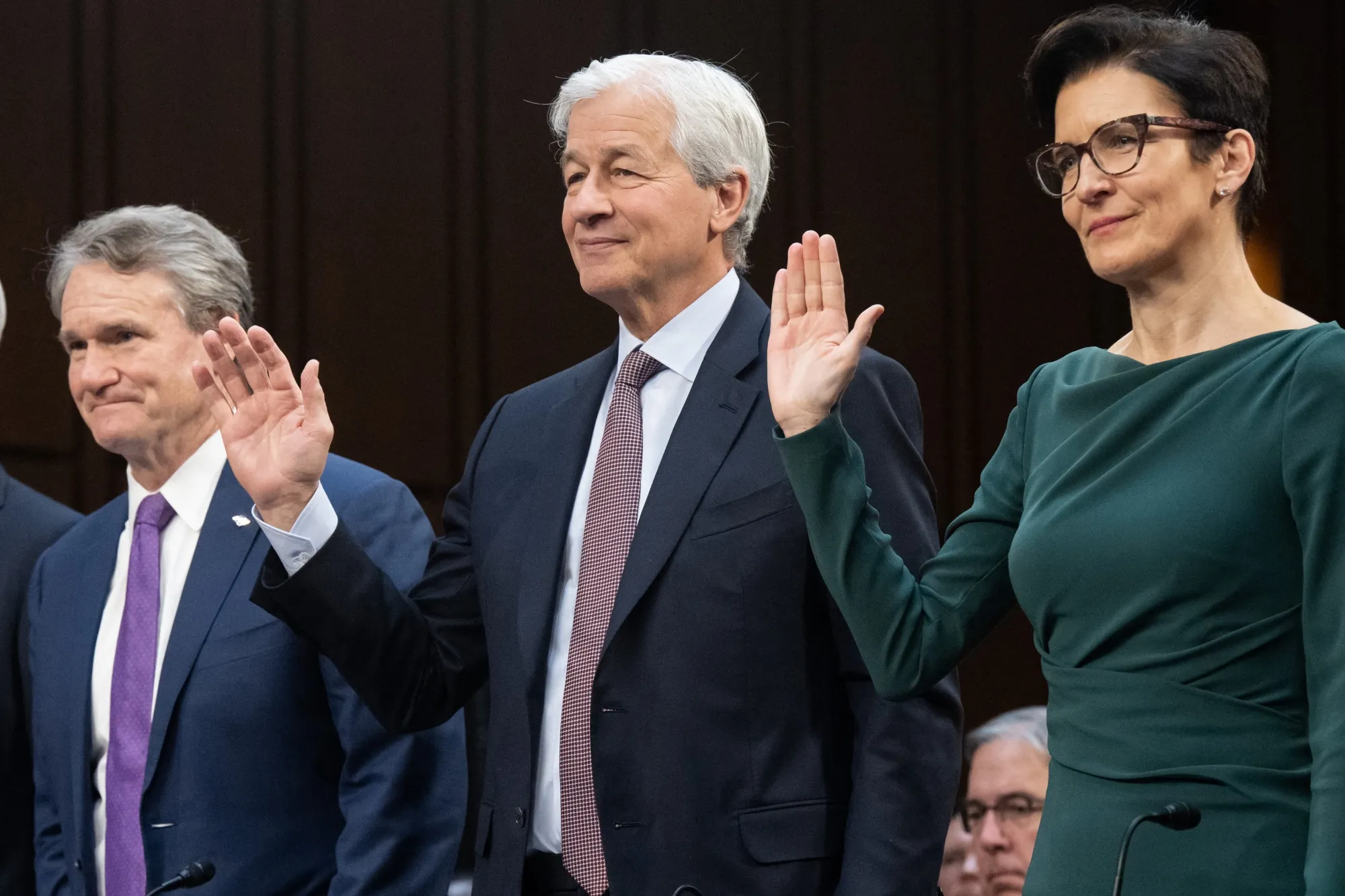 Promises to keep. Citigroup CEO Jane Fraser with&nbsp;Bank of America’s&nbsp;Brian Moynihan and JPMorgan’s&nbsp;Jamie Dimon&nbsp;