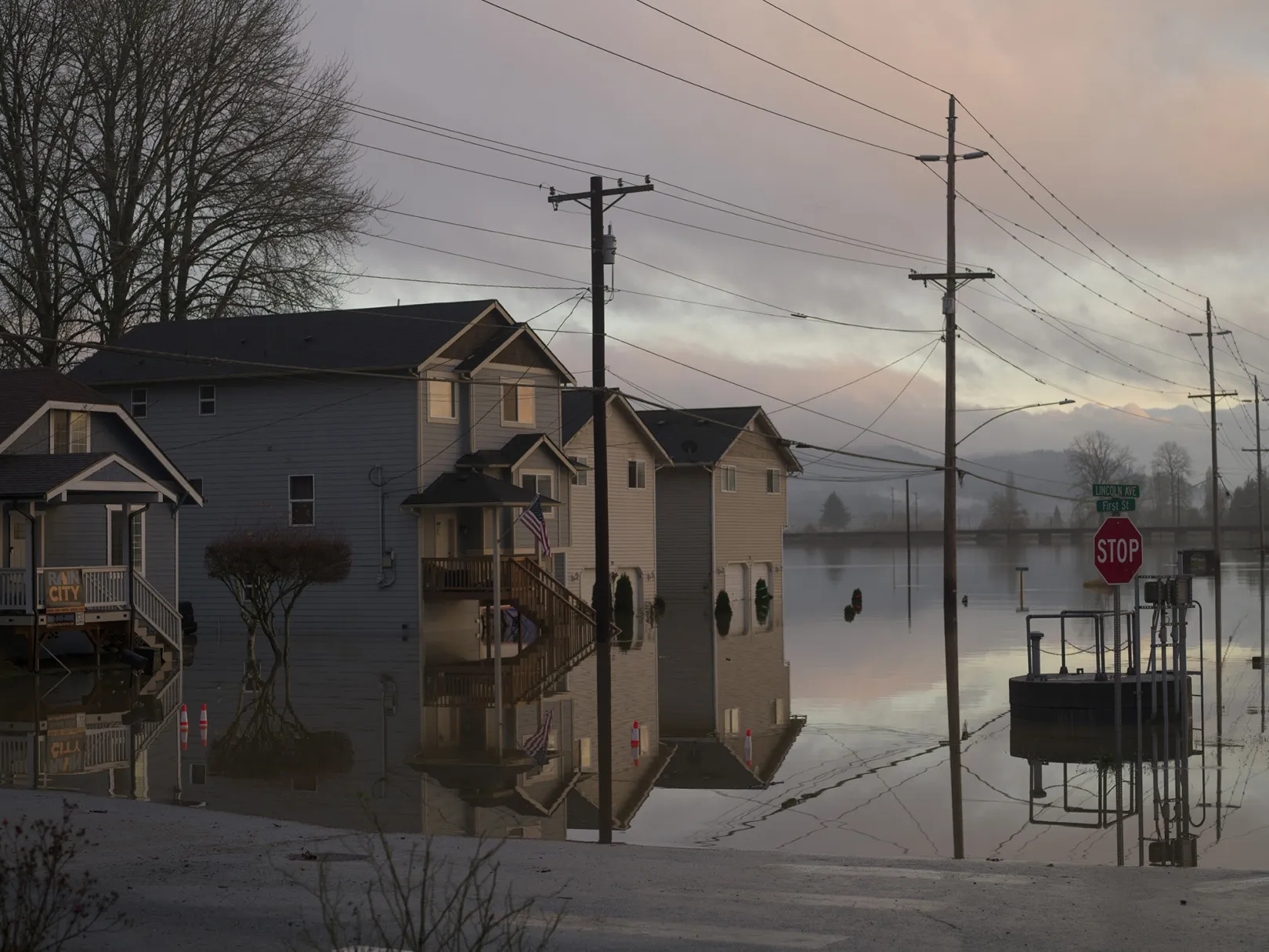 Water from the Snohomish River partially submerges&nbsp; homes in Snohomish, Washington&nbsp;on Dec. 12.&nbsp;