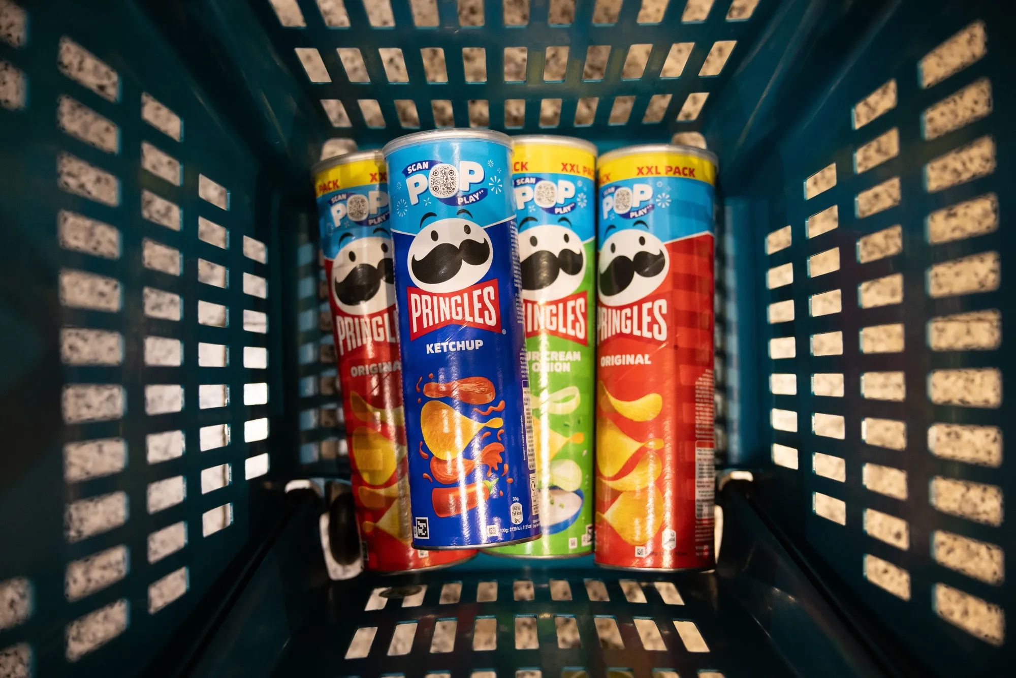Packages of Pringles chips, manufactured by Kellanova.