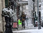 Main Street, in Brattleboro, Vt., as the snow falls, on&nbsp;March 9.&nbsp;