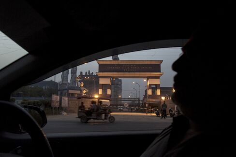 The entrance to a Pragati Power gas-fired power plant.