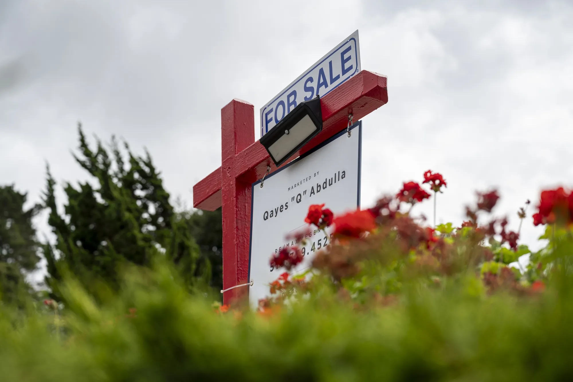 A "For Sale" sign at a residential home in Pinole, California.