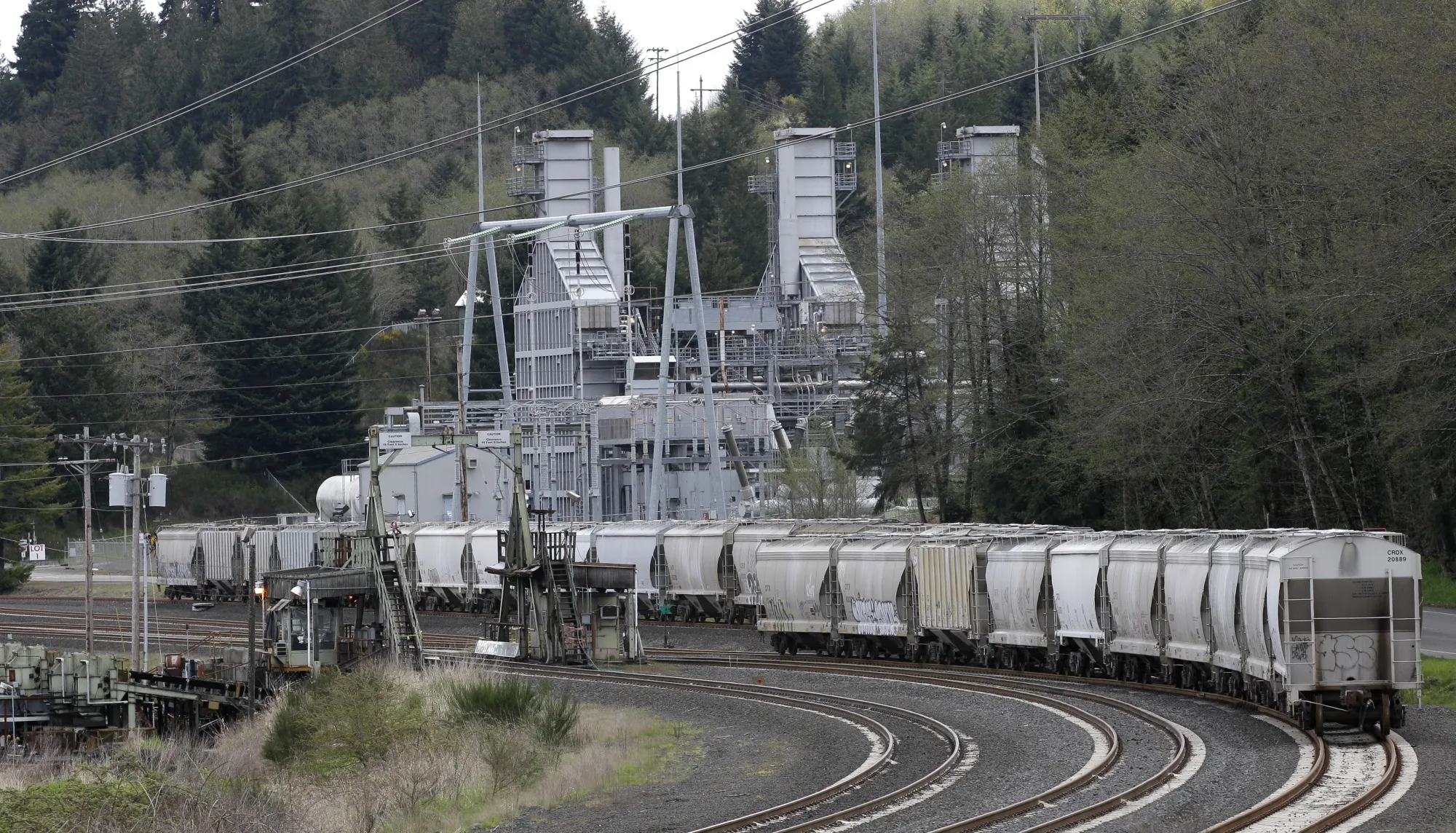 Rail cars at the TransAlta coal plant near Centralia, Washington.