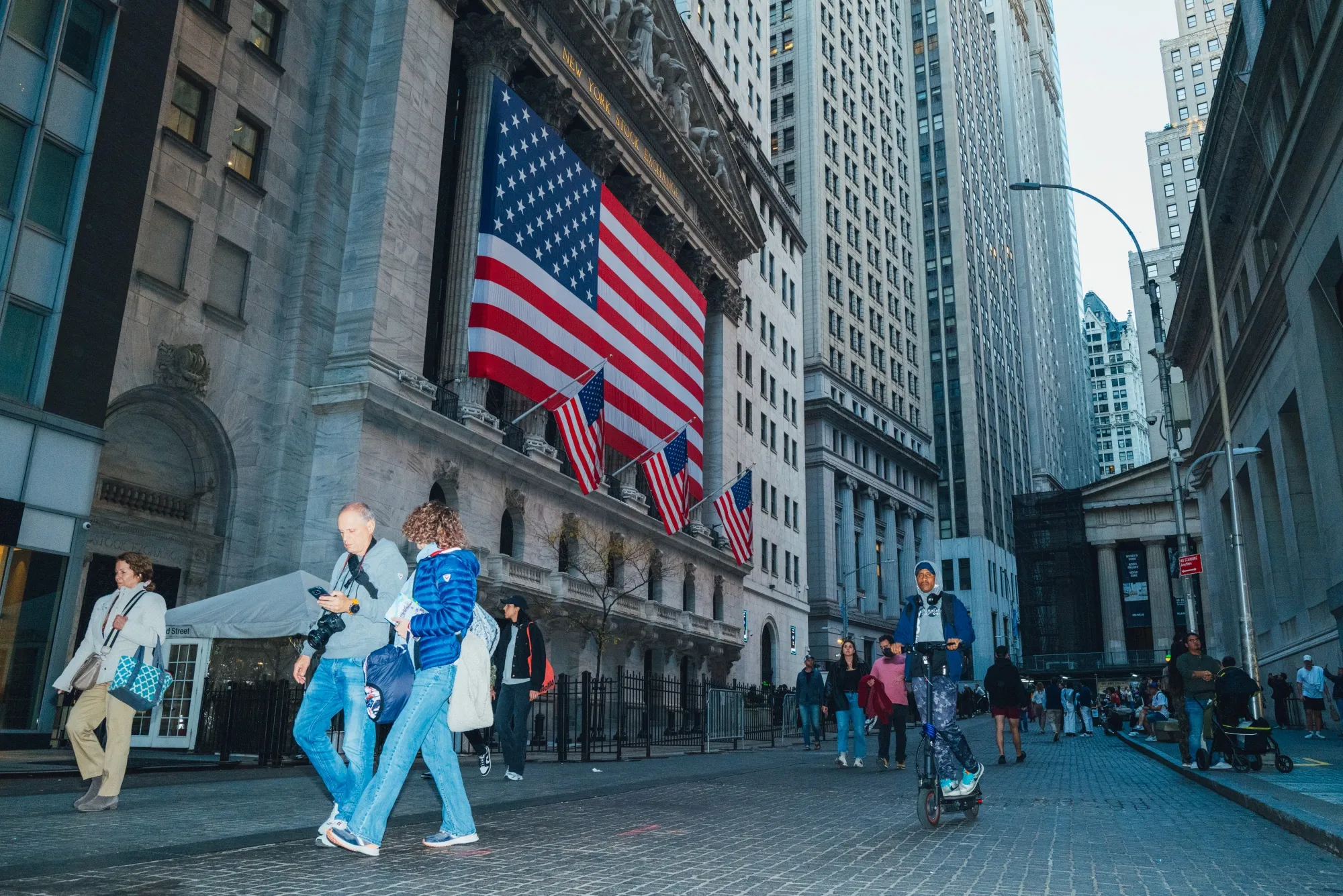American flags at the New York Stock Exchange on Nov. 5.