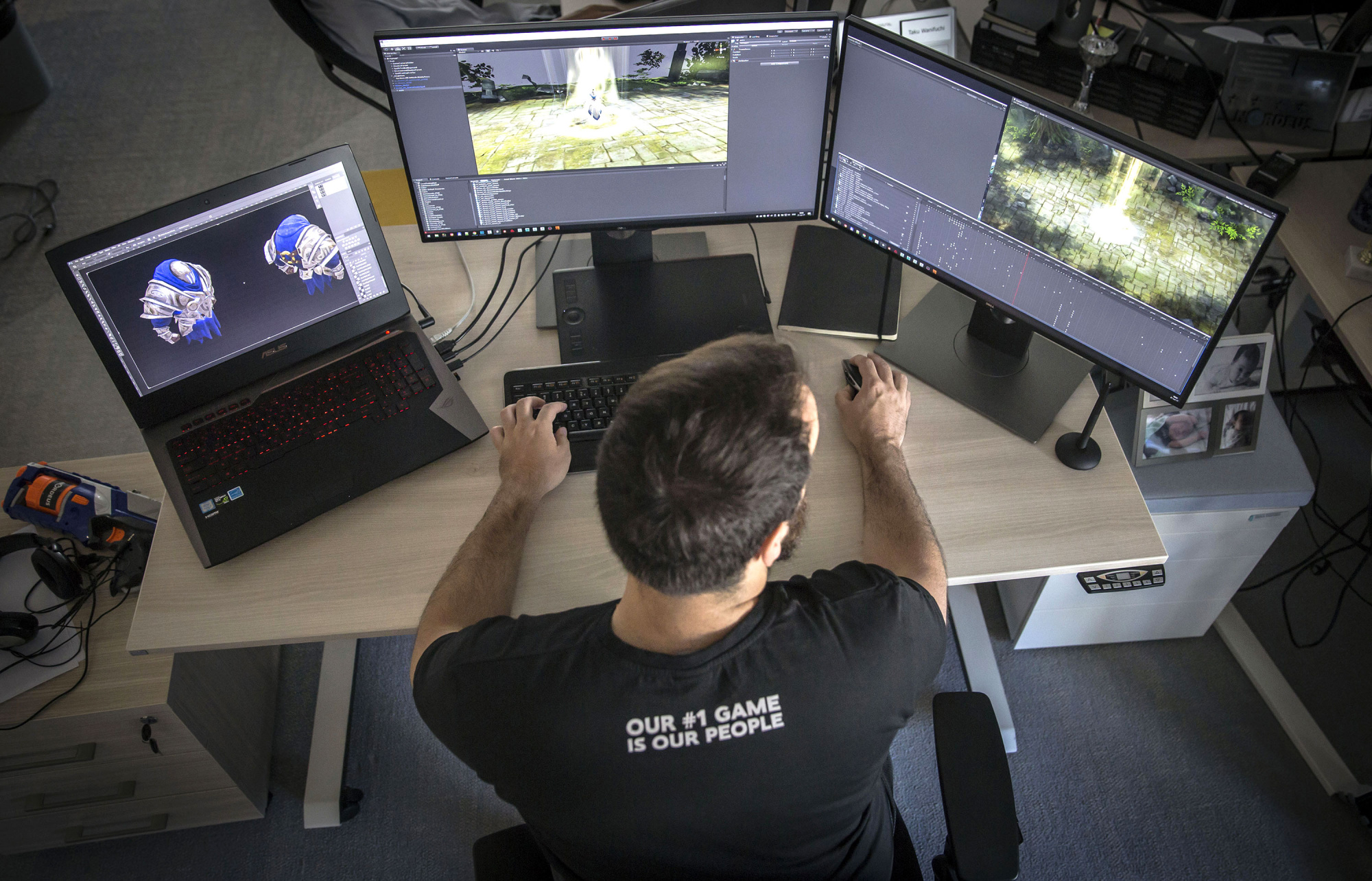 An employee works on computer games design&nbsp;at the Nordeus&nbsp;Holding Ltd.