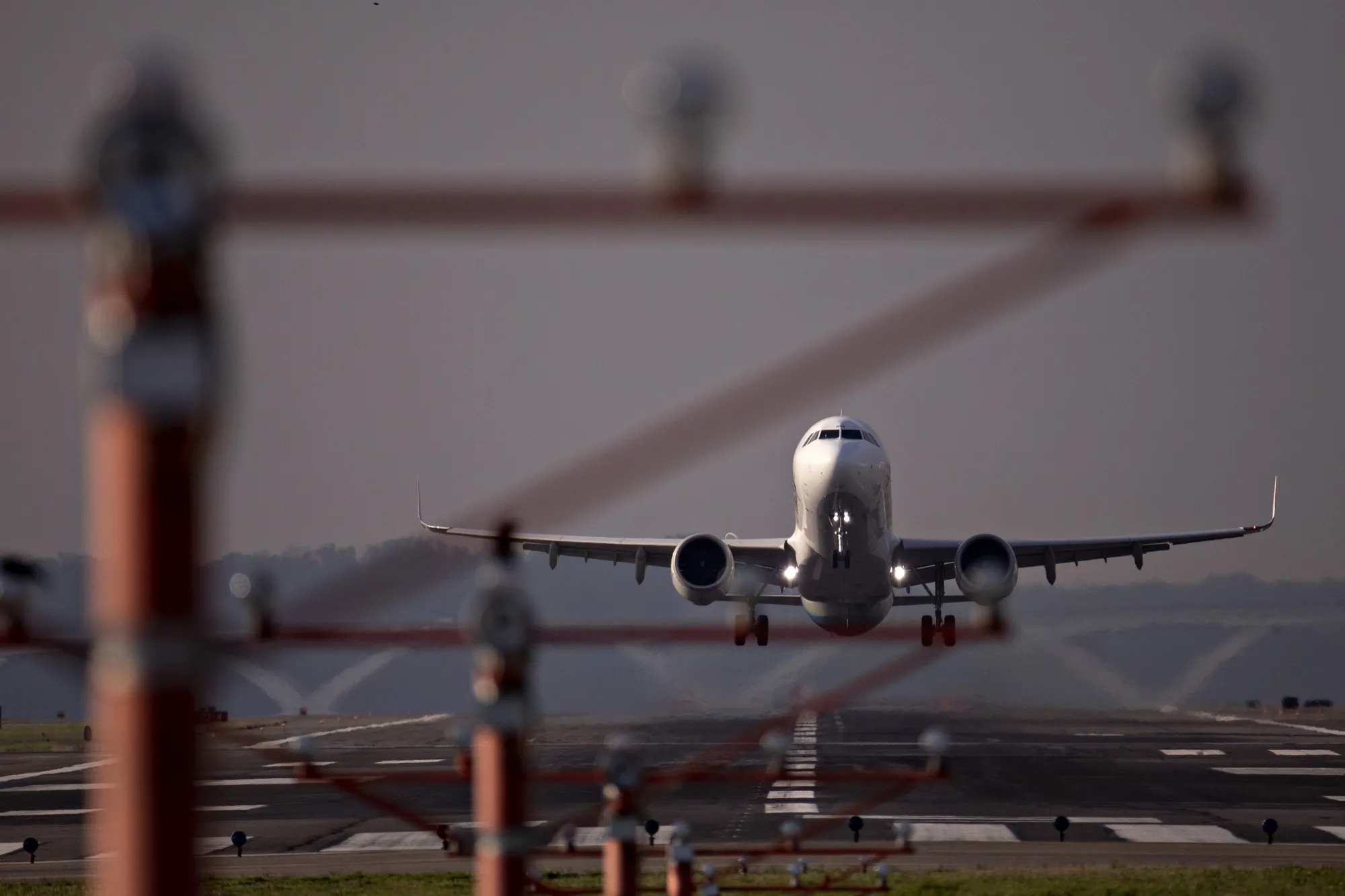 An American Airlines&nbsp;plane departs Reagan National Airport in Arlington, Virginia.
