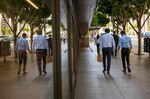 Workers in the financial district of San Francisco on July 12. 