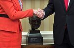 The Winston Churchill bust in the Oval Office in 2017.&nbsp;
