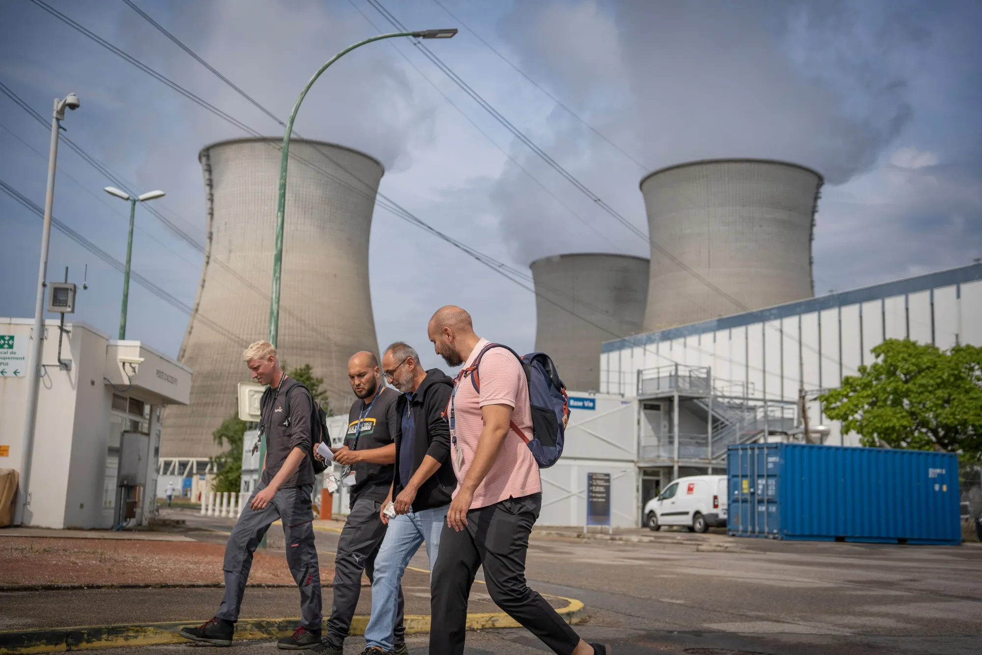 Workers leaving the&nbsp;Bugey nuclear power station in France.