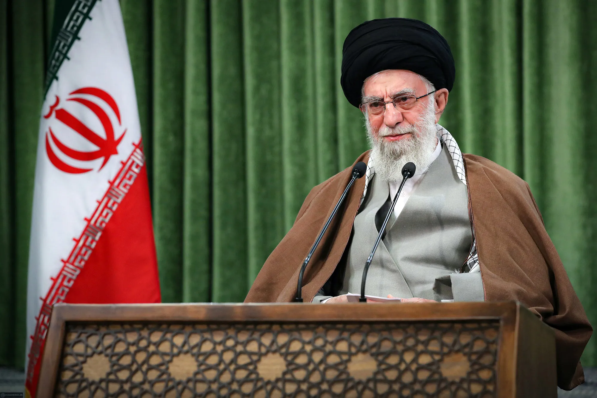 Supreme Leader Ayatollah Ali Khamenei addresses the nation in Tehran, in&nbsp;March.