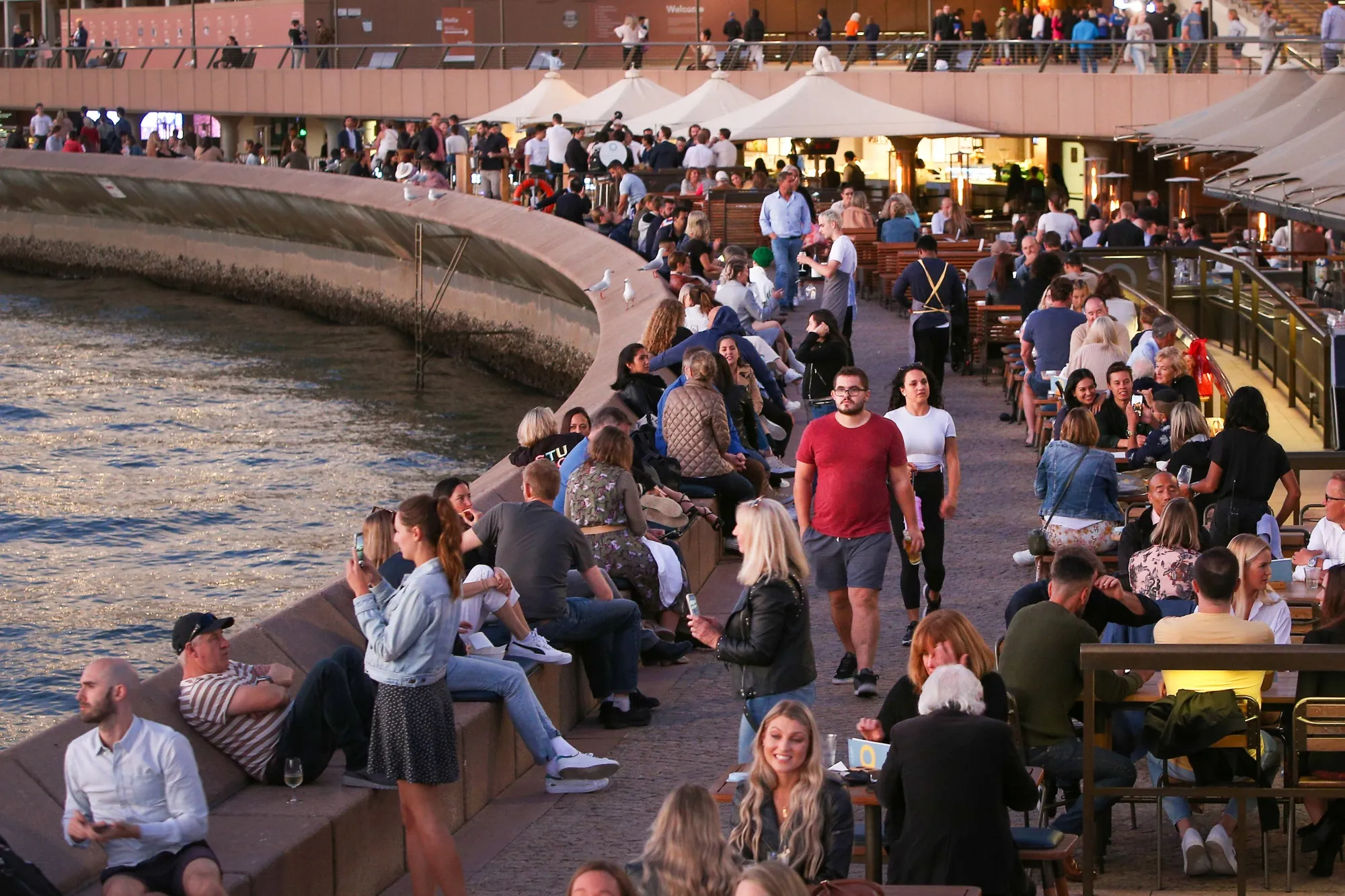 Crowds along the Sydney Opera House forecourt at Circular Quay in Sydney, on April 30. &nbsp;