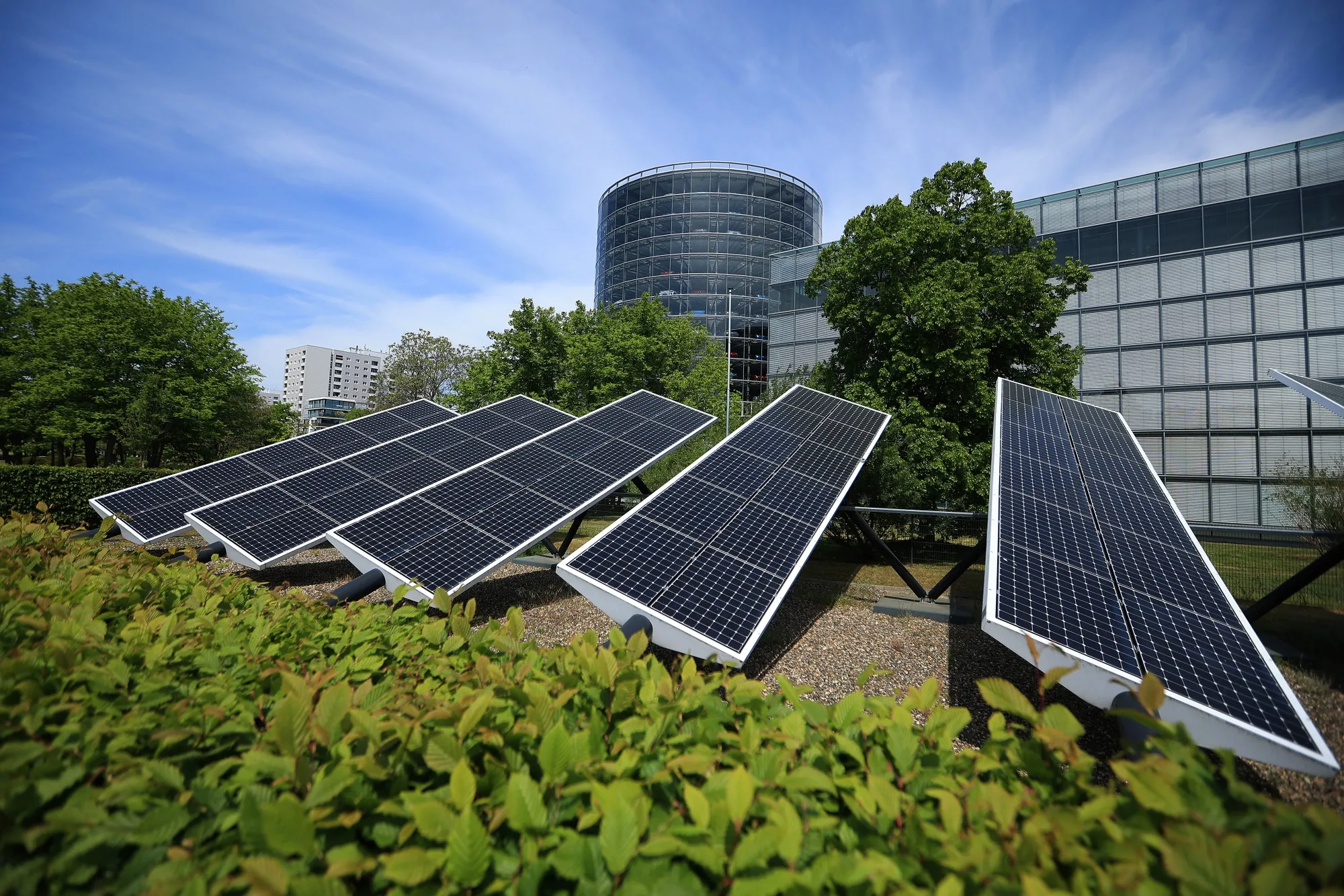 Solar panels at the Volkswagen factory in Dresden, Germany.