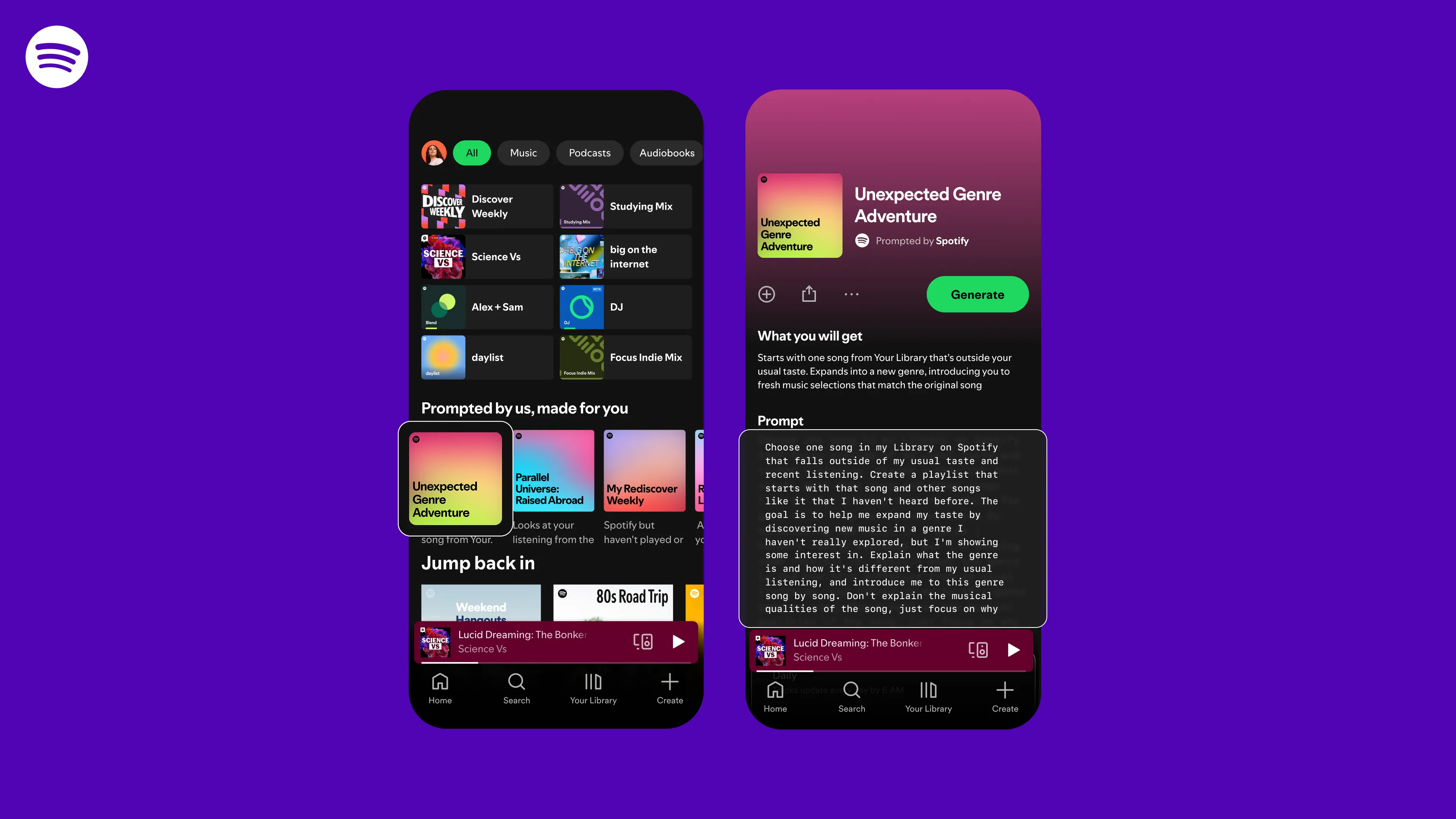 Spotify is testing allowing users to type in prompts and receive a playlist that takes their listening history into consideration.