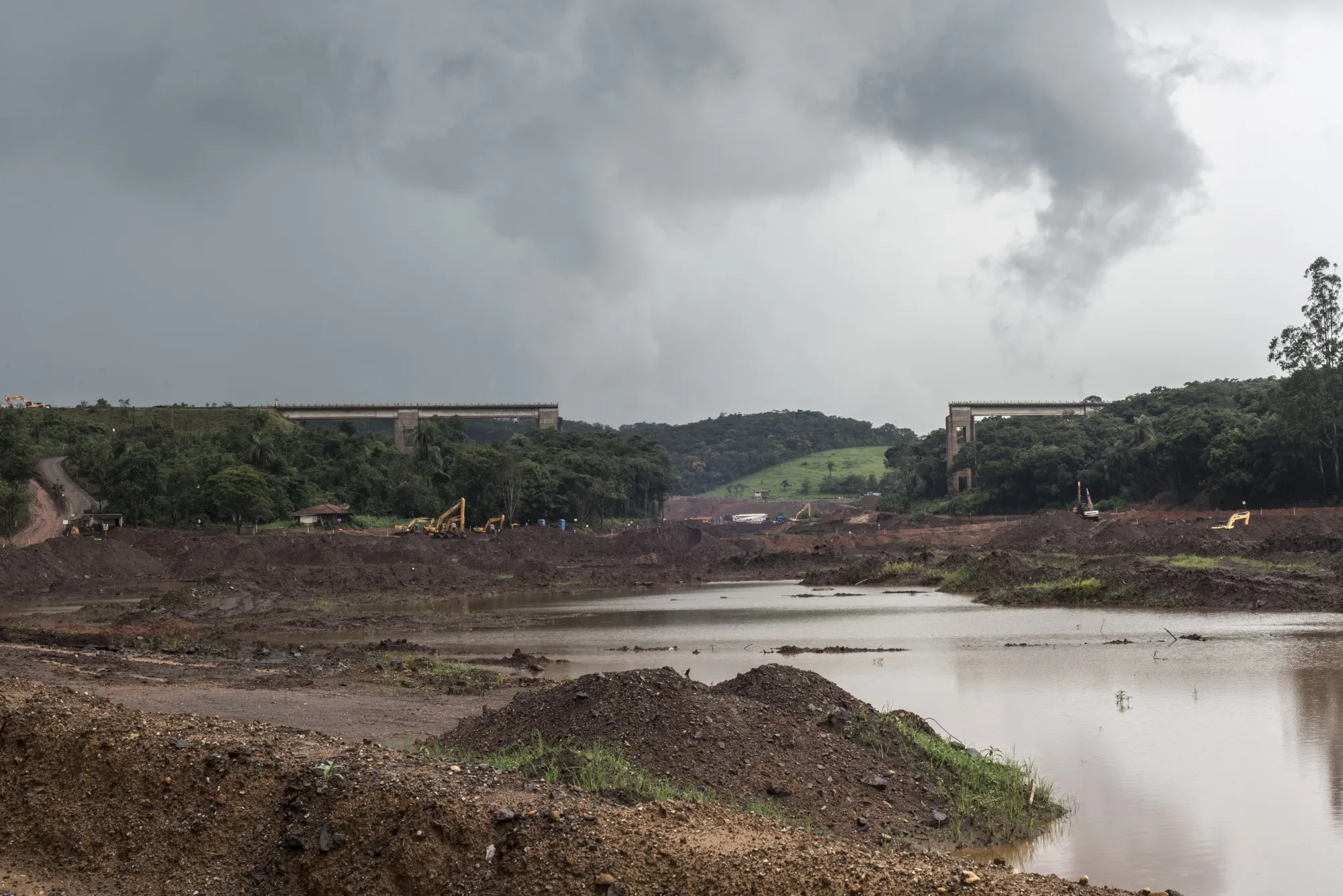 Workers build containment and tailings dams&nbsp;in Brumadinho, Brazil, on&nbsp;Dec. 10, 2019.&nbsp;