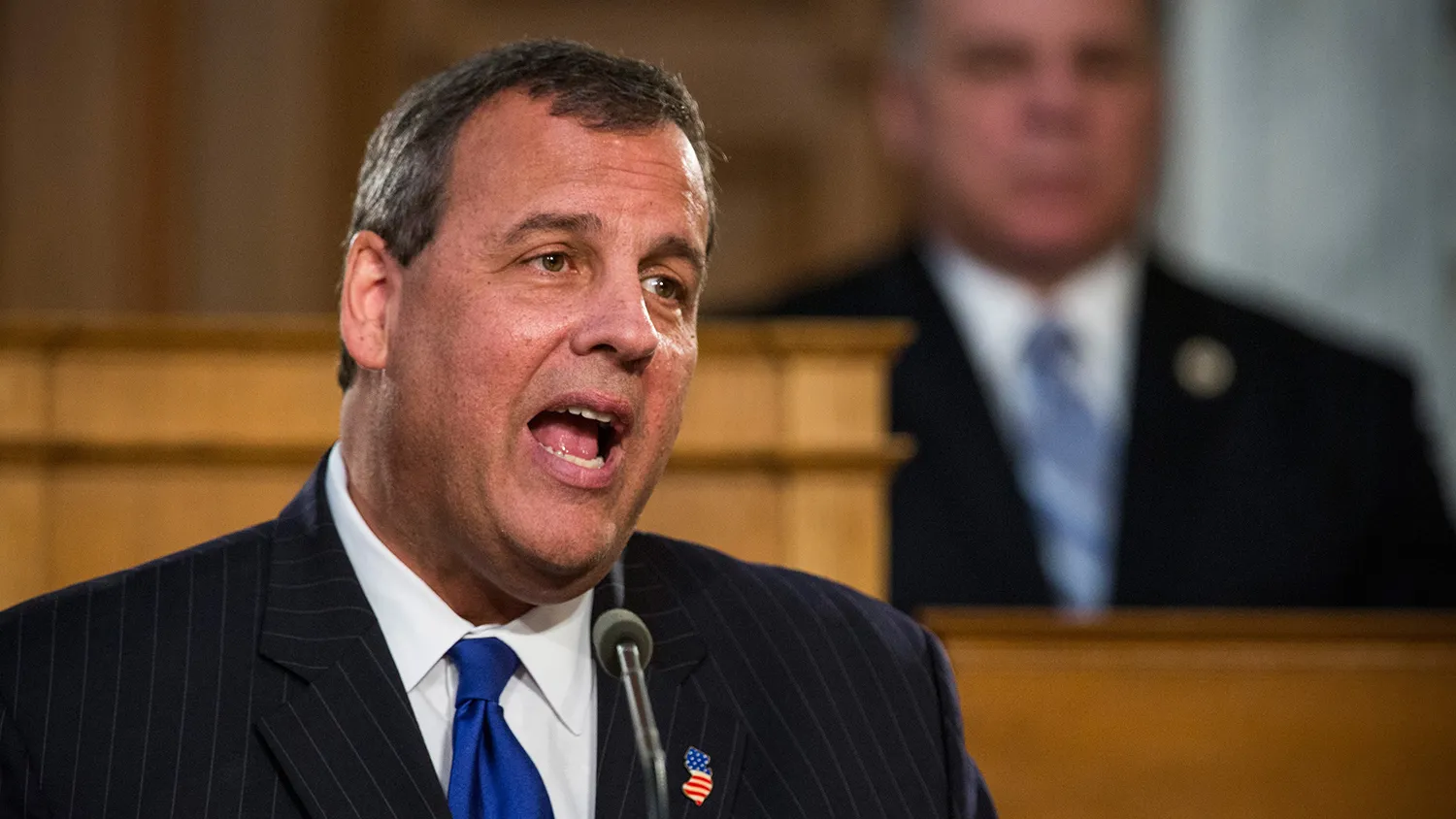 New Jersey Governor Chris Christie gives the annual State of the State address on January 13, 2015 in Trenton, New Jersey.
