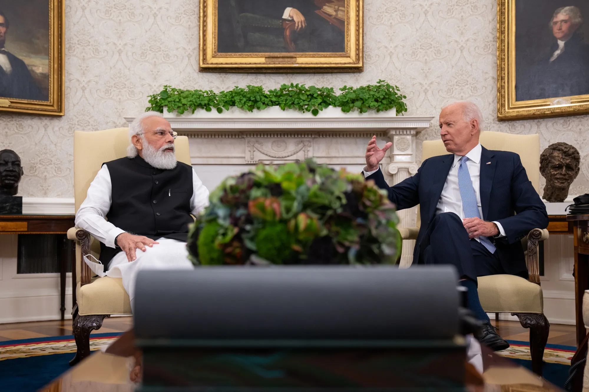 Joe Biden meets with&nbsp;&nbsp;Narendra Modi at&nbsp;the White House in 2021.