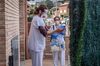 Field researchers disinfect their hands as they depart the home of a Covid-19 positive patient in Sant Antoni de Vilamajor, Spain.