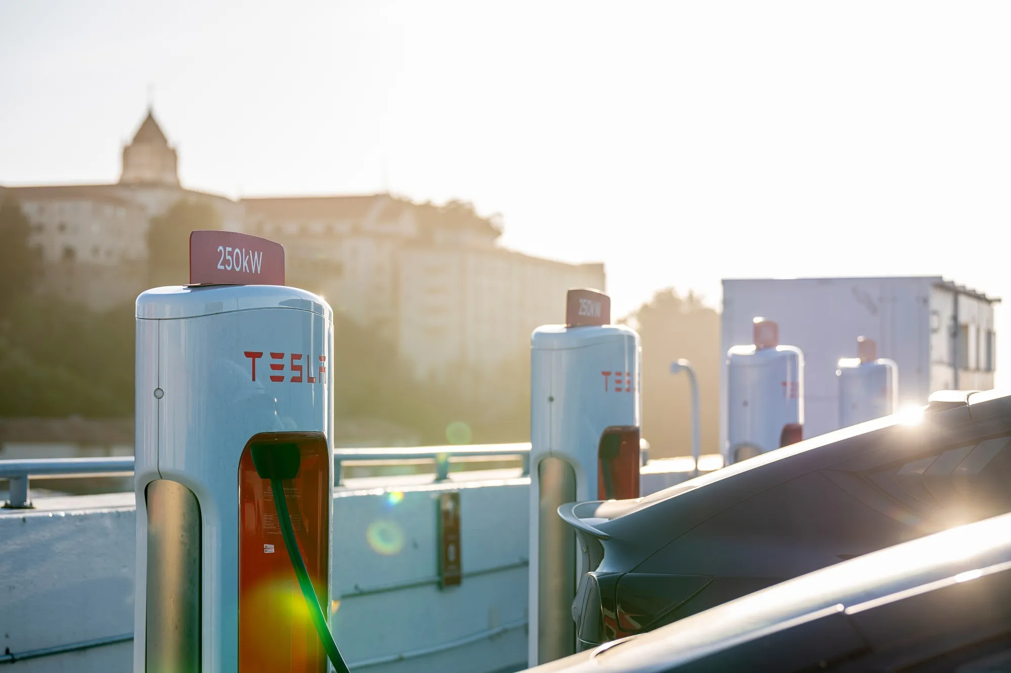A Tesla Inc. Supercharger station&nbsp;in San Francisco.