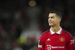 Manchester United's Cristiano Ronaldo smiles before the start of the Europa League group E soccer match between Manchester United and Sheriff at Old Trafford in Manchester, England, Thursday Oct. 27, 2022. (AP Photo/Jon Super)