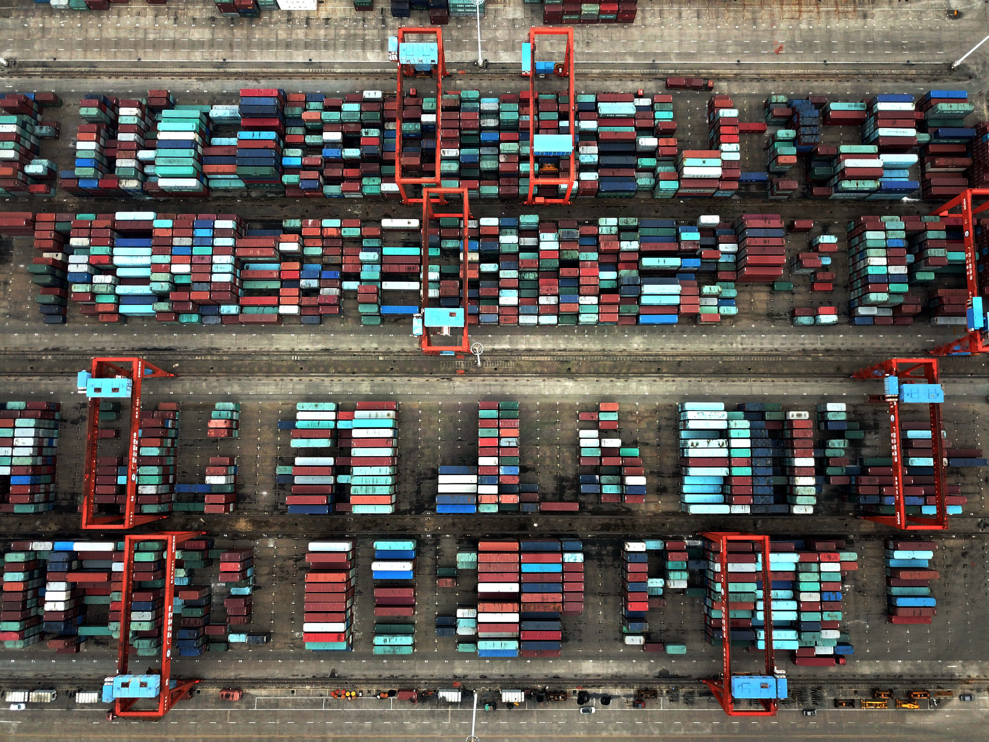 Containers deposited at the Qinzhou Free Trade Port Area in south China’s Guangxi Zhuang Autonomous Region.&nbsp;