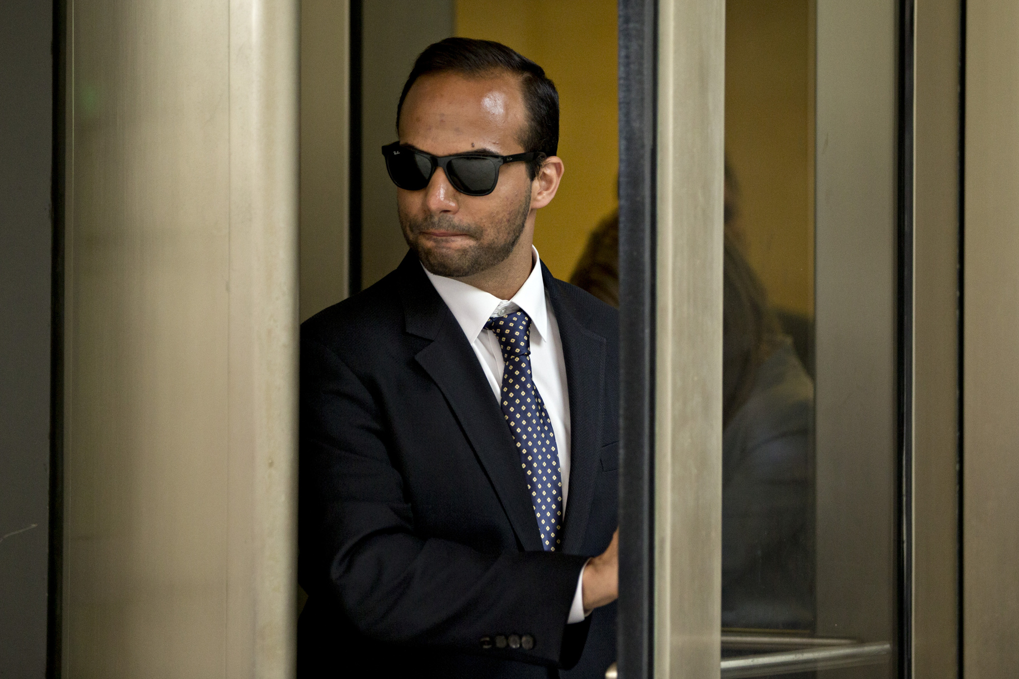 George Papadopoulos&nbsp; walks out of federal court in Washington, D.C, on Sept. 7.
