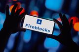 In this photo illustration, the Fireblocks logo seen