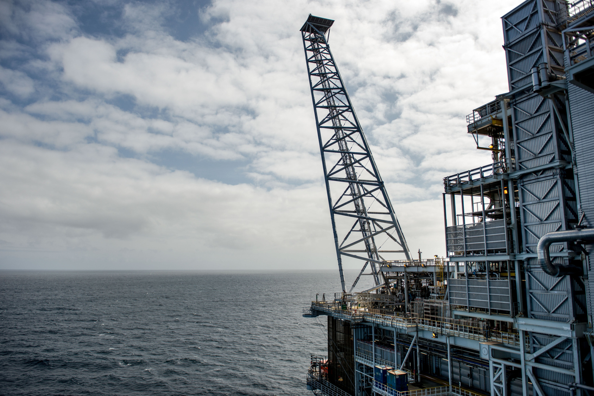A natural gas platform&nbsp;stands in the North Sea, Norway.