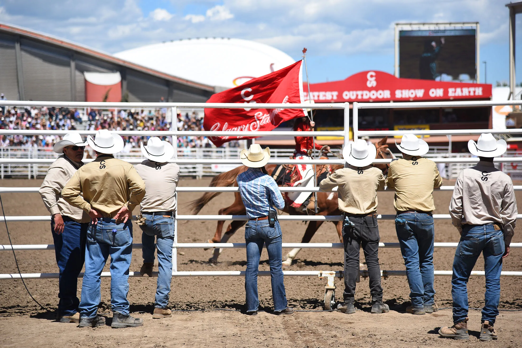 Rodeo fans&nbsp;at the Calgary Stampede in Calgary, Alberta, Canada, on July 7, 2018.