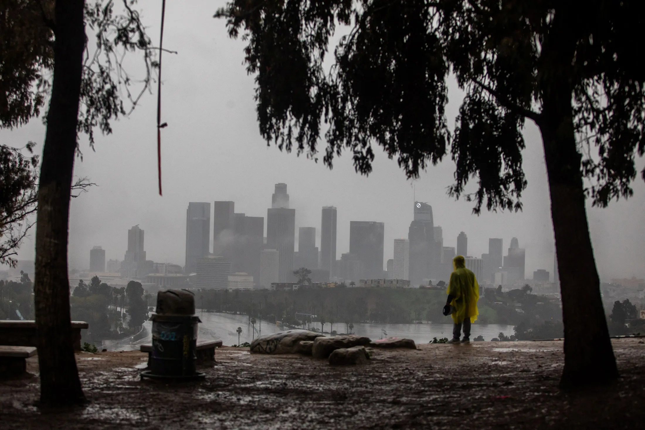 A resident at Elysian Park in Los Angeles, California, on Dec. 24, 2025.