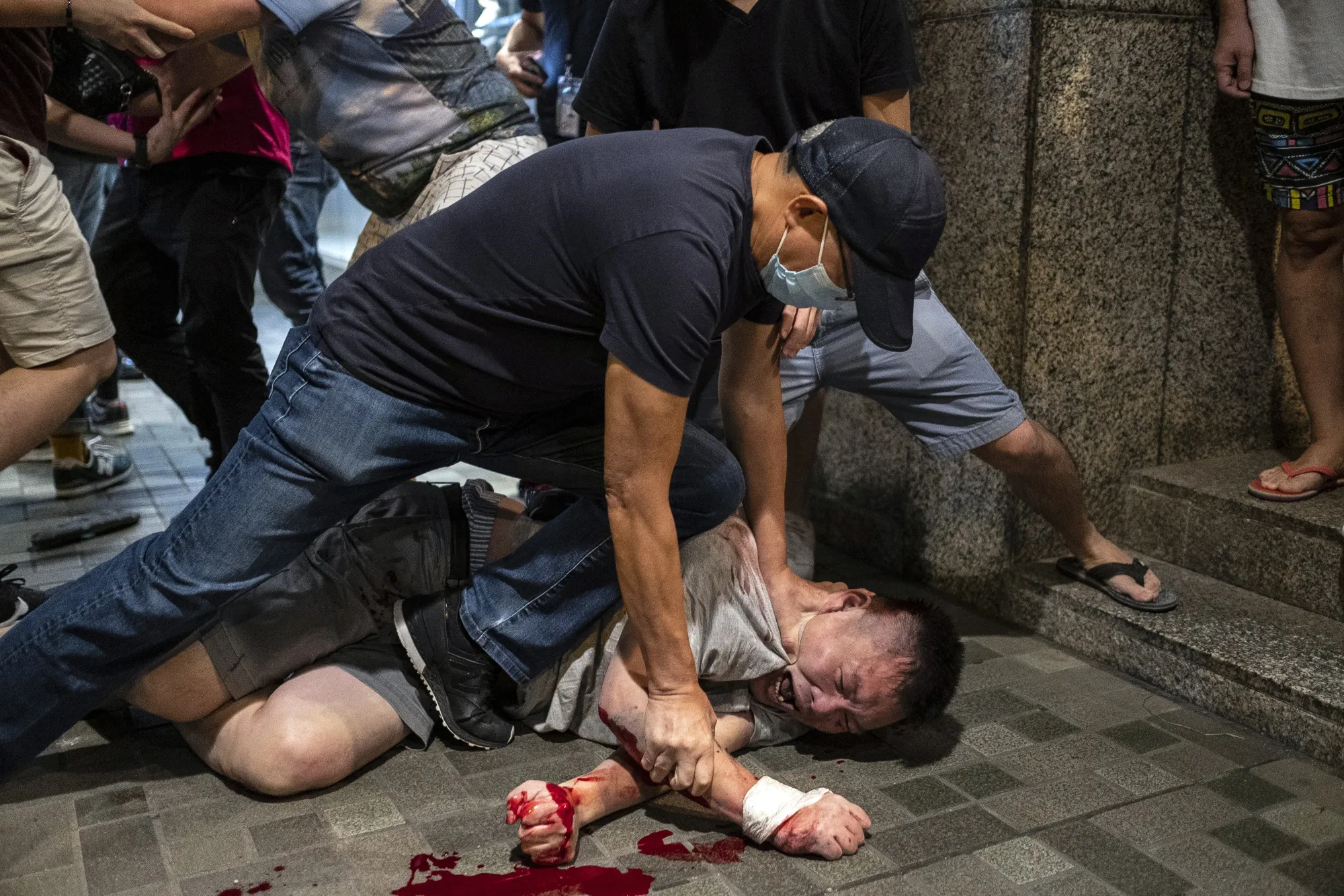 People clash during a protest outside Cityplaza shopping mall, in Taikoo Shing on Nov. 3.